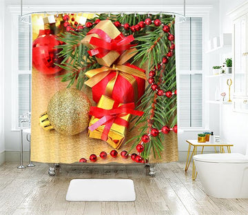 3D Christmas Red Beads Gift Box 29 Shower Curtain 3D Shower Curtain AJ Creativity Home 