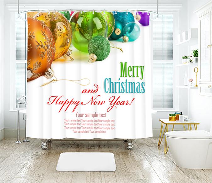 3D Christmas Bead Pendant 30 Shower Curtain 3D Shower Curtain AJ Creativity Home 