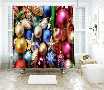 3D Christmas Colored Beads 35 Shower Curtain 3D Shower Curtain AJ Creativity Home 