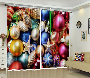 3D Colored Beads Pendant Christmas 36 Curtains Drapes Curtains AJ Creativity Home 