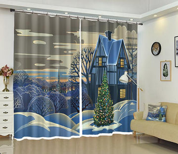 3D House Pendant Christmas 37 Curtains Drapes Curtains AJ Creativity Home 