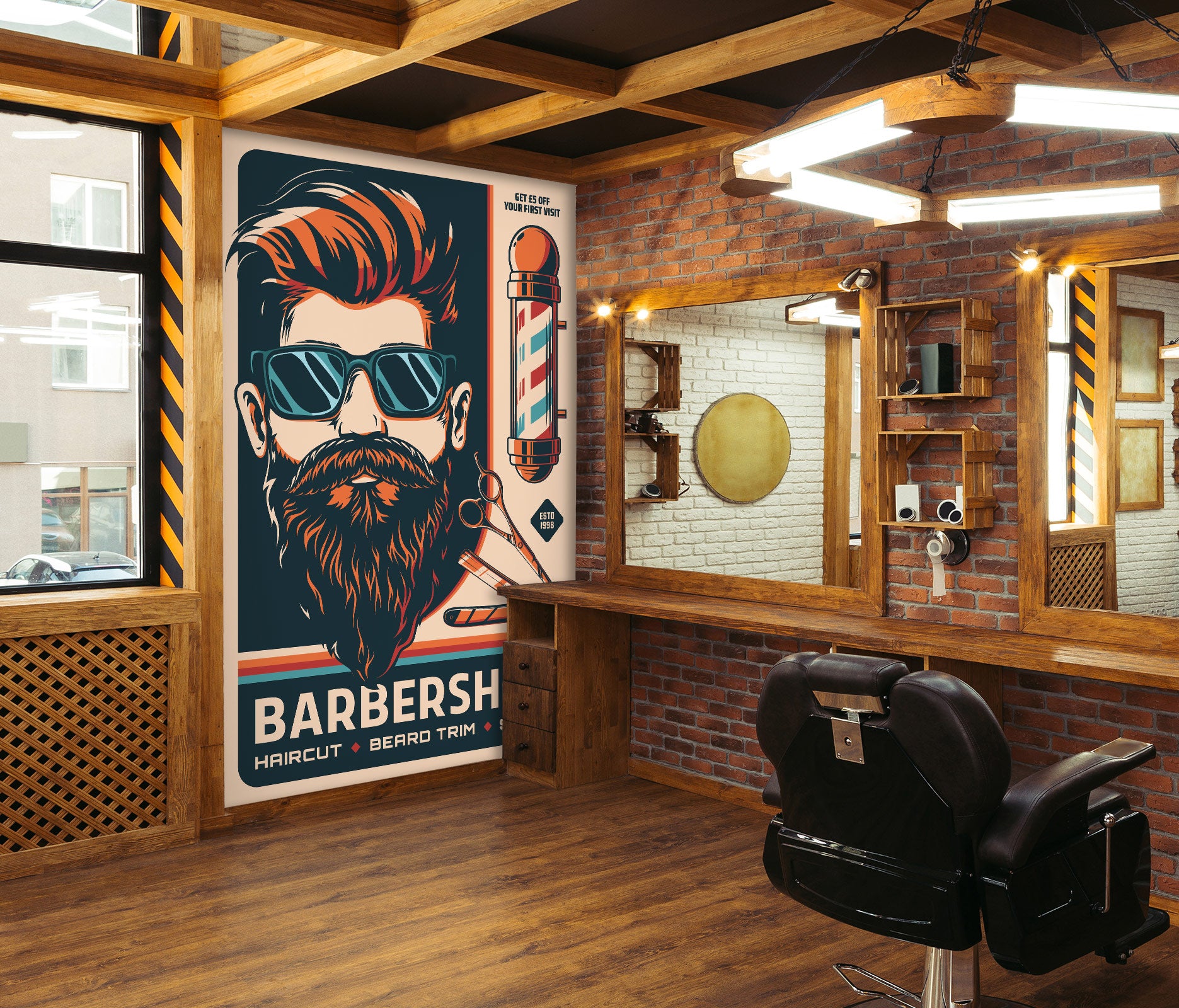 3D Barber Scissors 115228 Barber Shop Wall Murals
