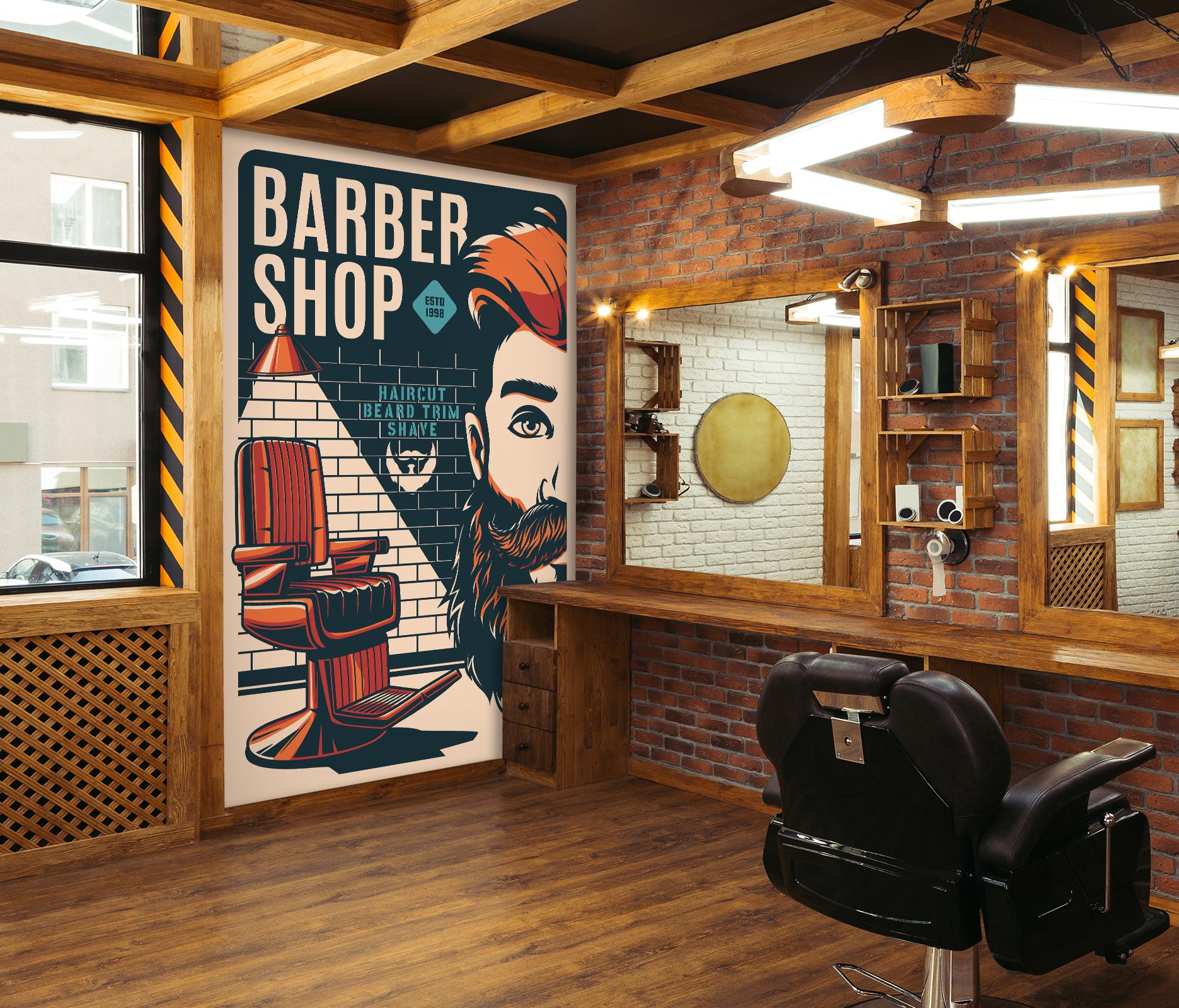 3D Chair Barber 115226 Barber Shop Wall Murals