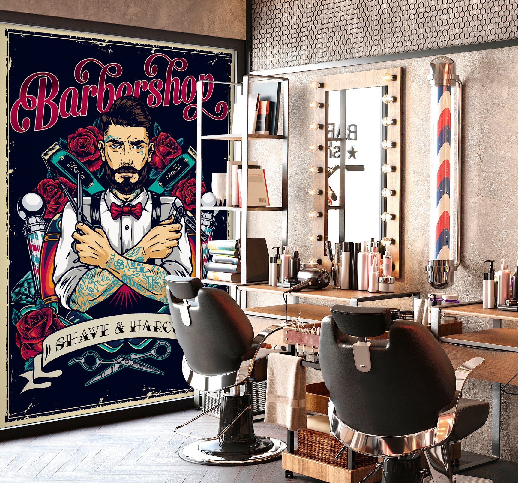 3D Razor Barber 115223 Barber Shop Wall Murals
