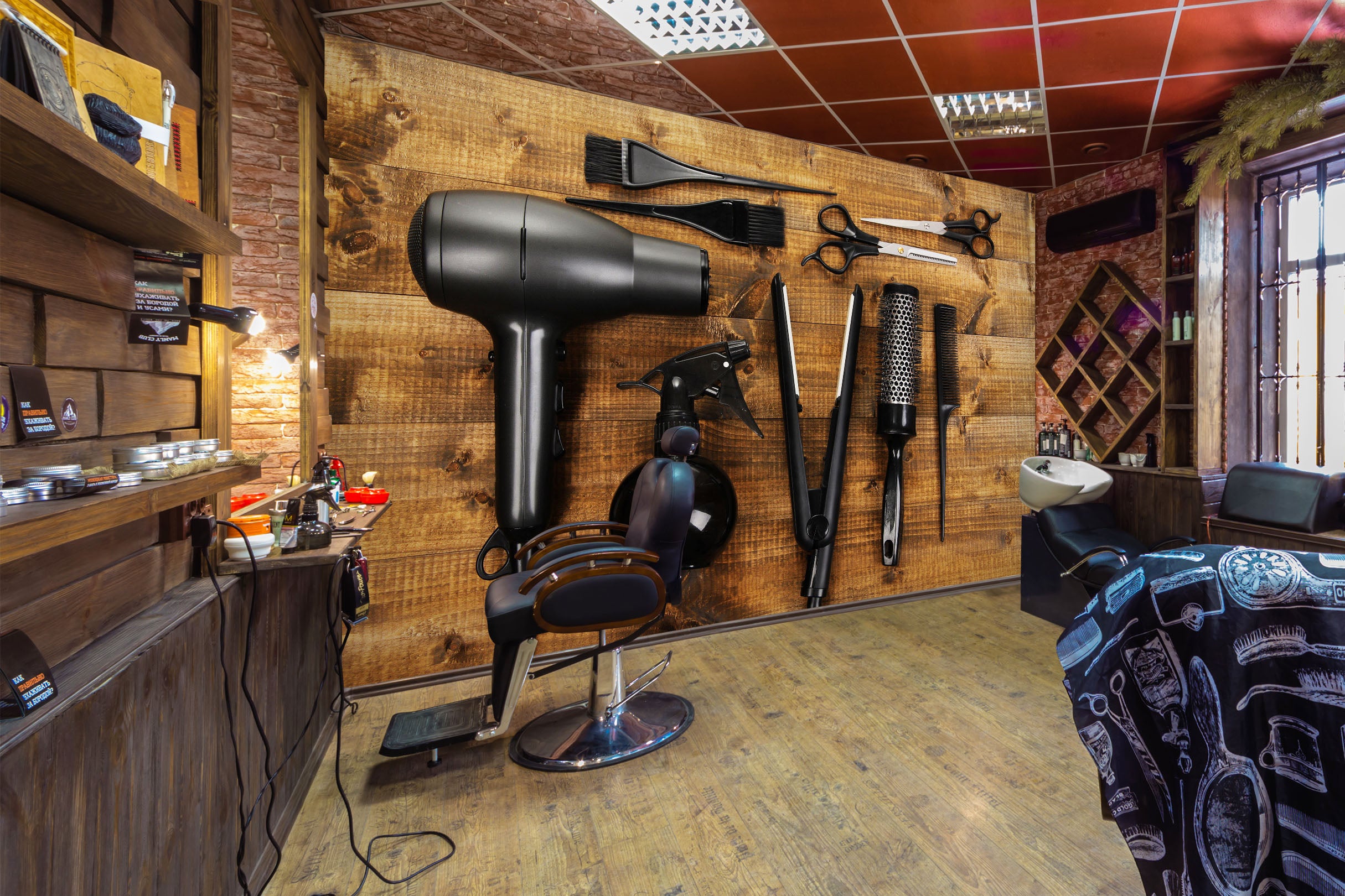 3D Hair Dryer Comb Splint 115131 Barber Shop Wall Murals