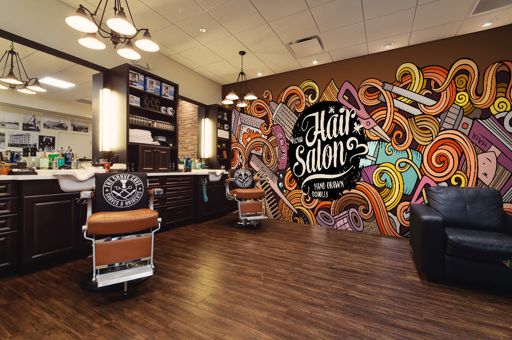 3D Colorful Pattern Comb 115146 Barber Shop Wall Murals