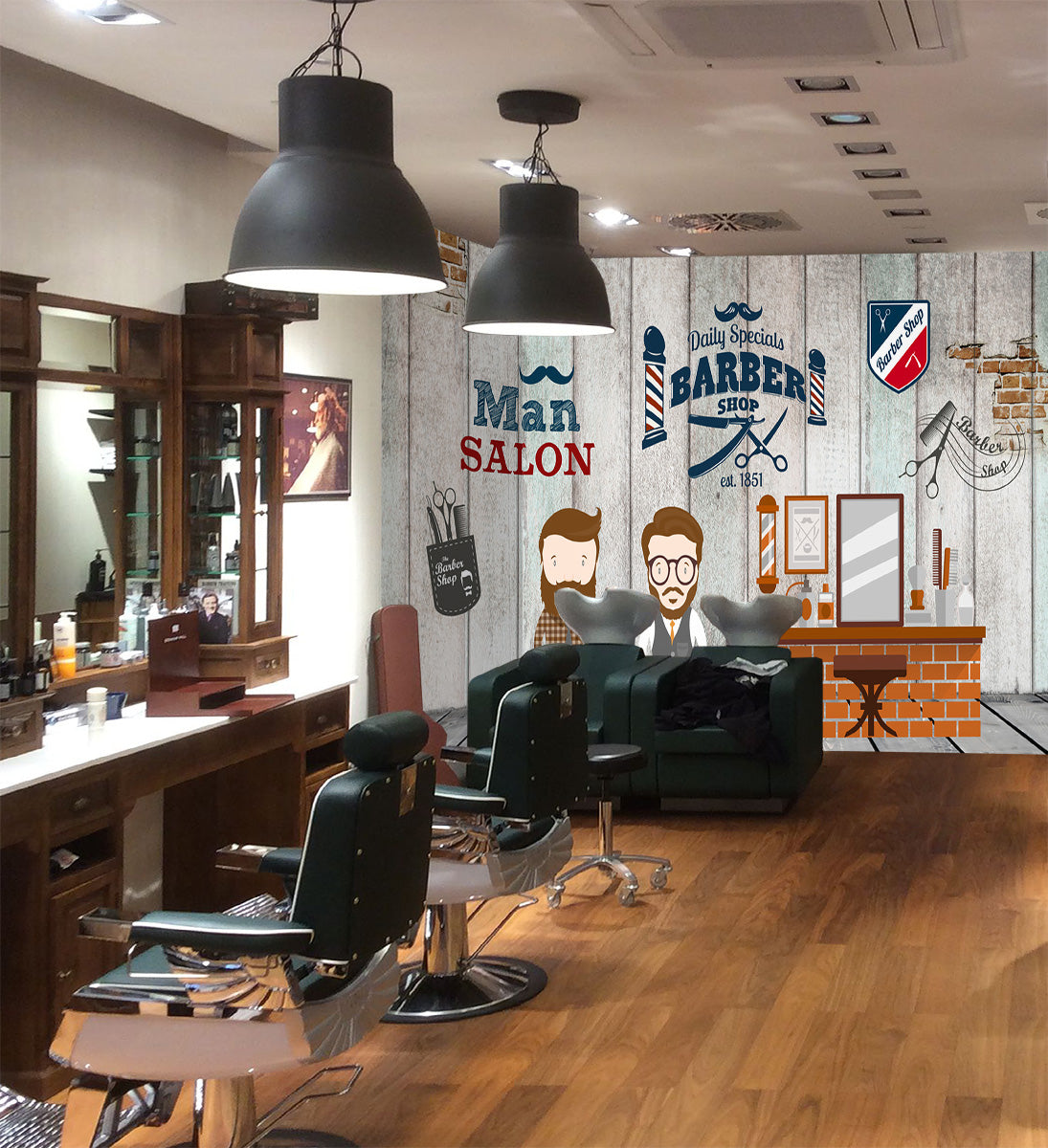 3D Hairdresser 1469 Barber Shop Wall Murals