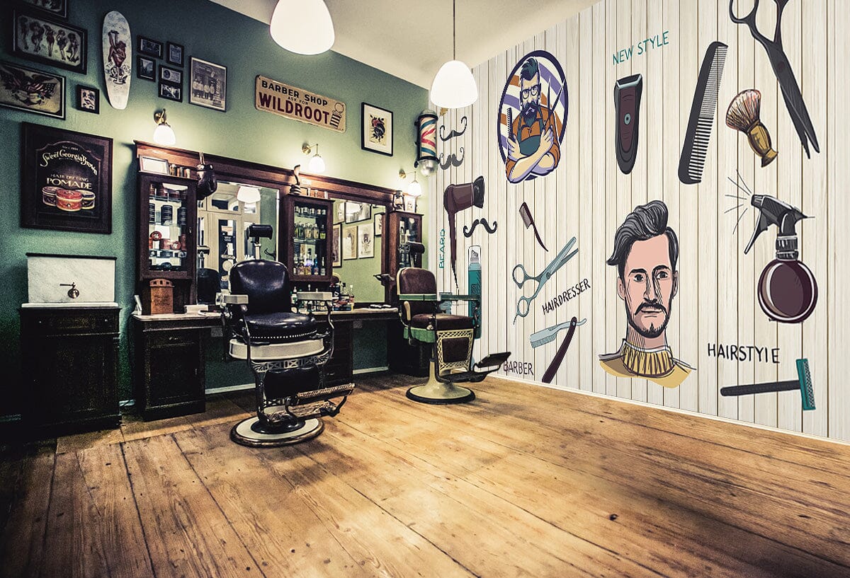 3D Man Cut Hair 1449 Barber Shop Wall Murals Wallpaper AJ Wallpaper 2 