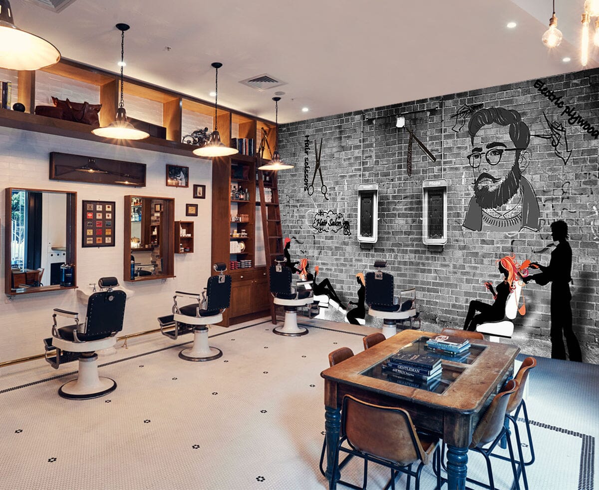 3D Signature Hairstyle 1460 Barber Shop Wall Murals Wallpaper AJ Wallpaper 2 