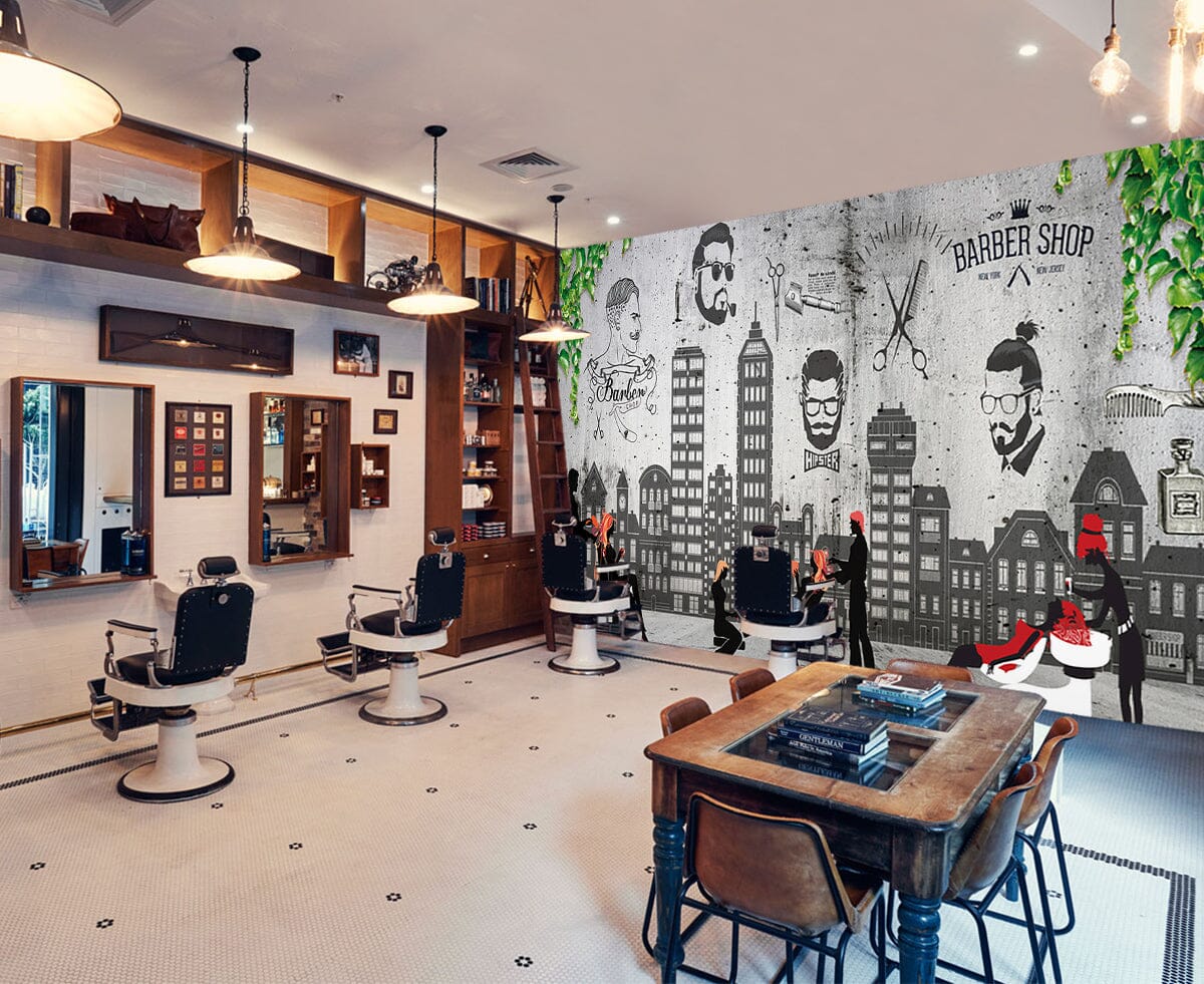 3D Gray Avatar 1481 Barber Shop Wall Murals Wallpaper AJ Wallpaper 2 