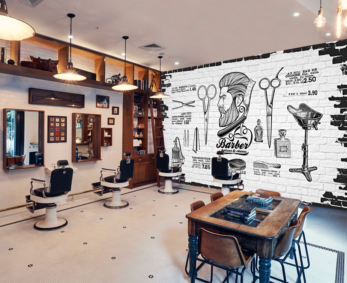 3D Short Hair 1413 Barber Shop Wall Murals Wallpaper AJ Wallpaper 2 