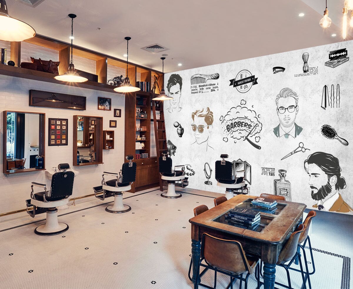 3D Trend Boy 1420 Barber Shop Wall Murals Wallpaper AJ Wallpaper 2 