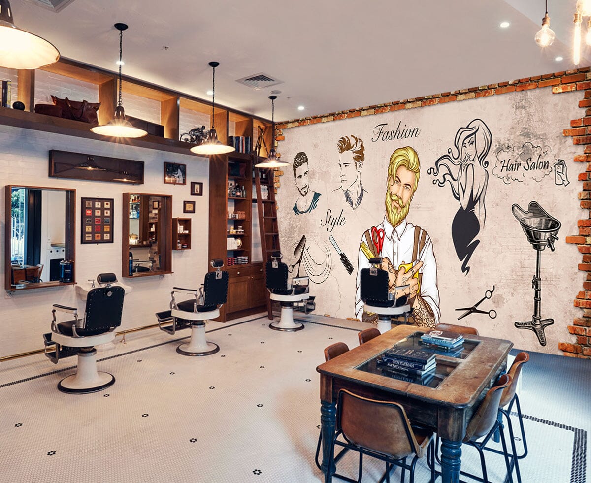 3D Fashion Style 1483 Barber Shop Wall Murals Wallpaper AJ Wallpaper 2 