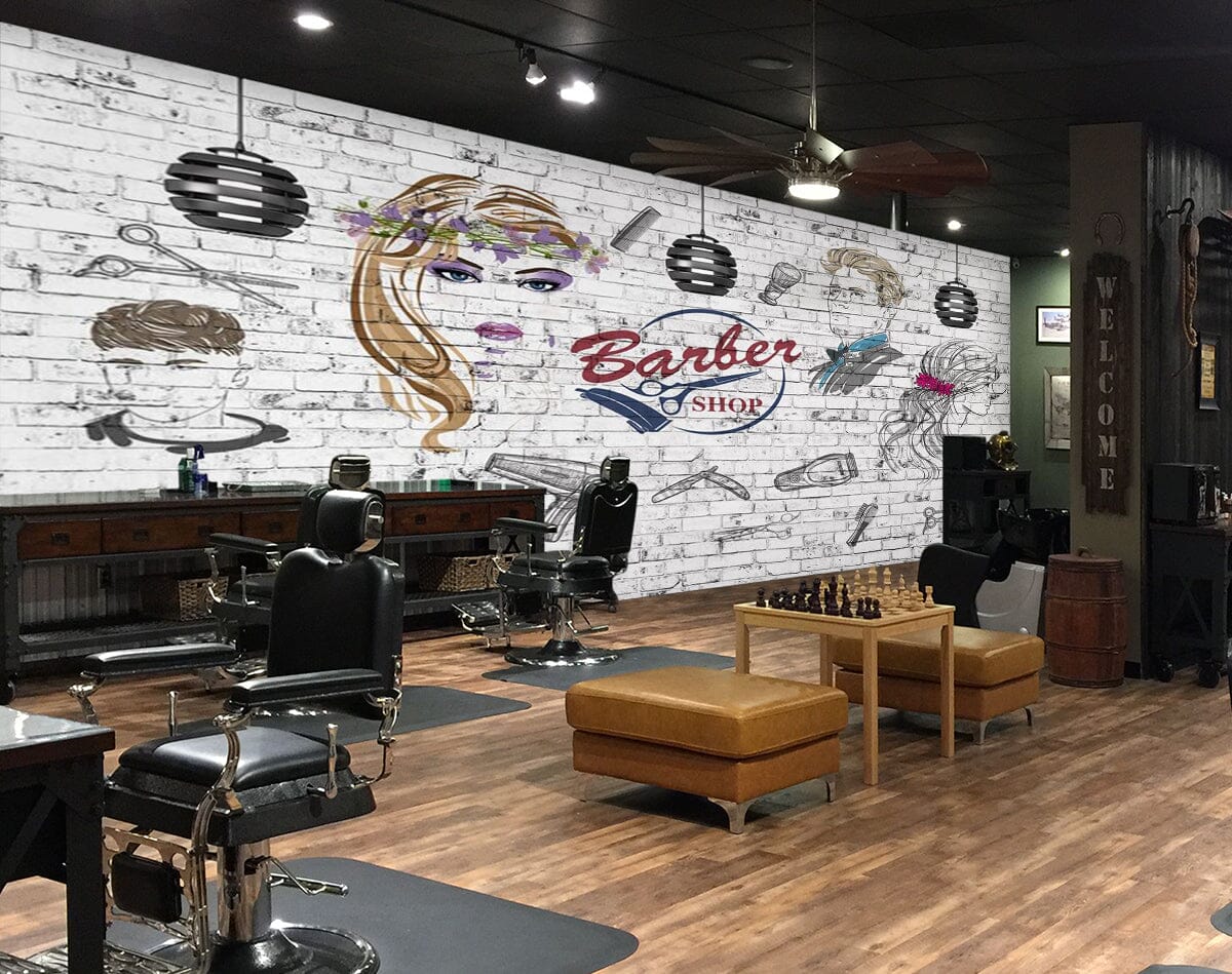 3D Hair Cutting Tools 1407 Barber Shop Wall Murals Wallpaper AJ Wallpaper 2 