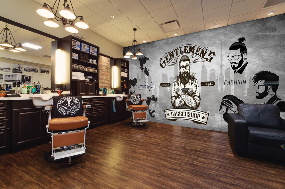 3D Focus On Hair Cutting 1467 Barber Shop Wall Murals
