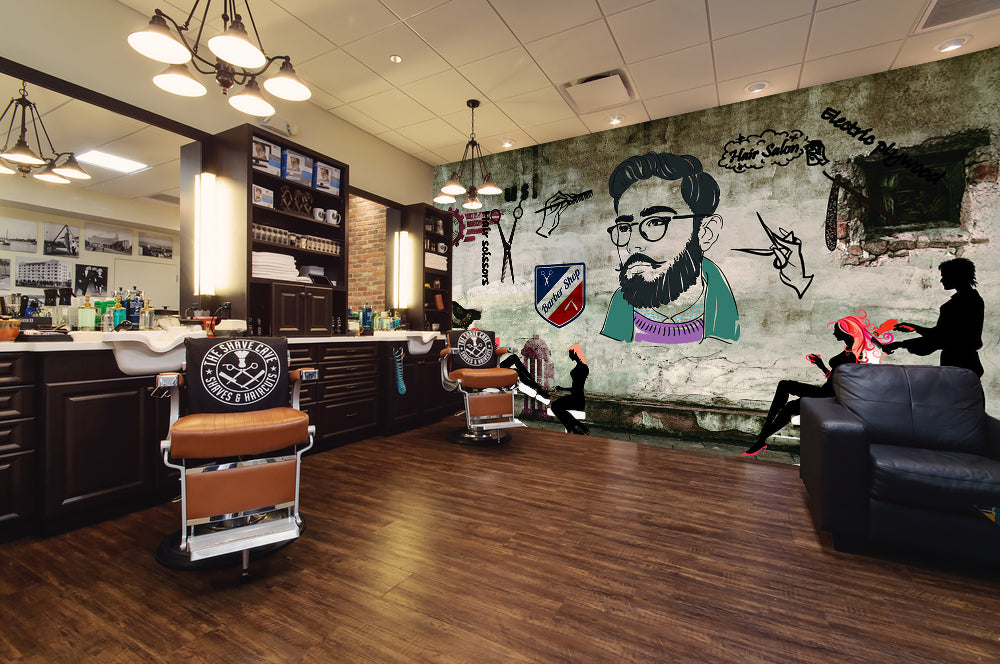 3D Haircut Sign 1473 Barber Shop Wall Murals