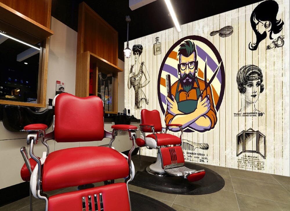 3D Man Cut Hair 1401 Barber Shop Wall Murals Wallpaper AJ Wallpaper 2 