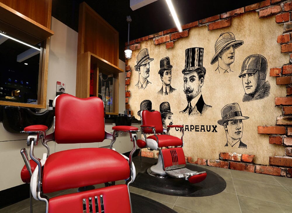 3D Hat Men 1430 Barber Shop Wall Murals Wallpaper AJ Wallpaper 2 