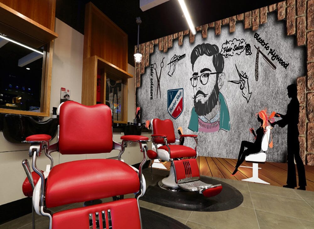 3D Haircut Uncle 1451 Barber Shop Wall Murals Wallpaper AJ Wallpaper 2 