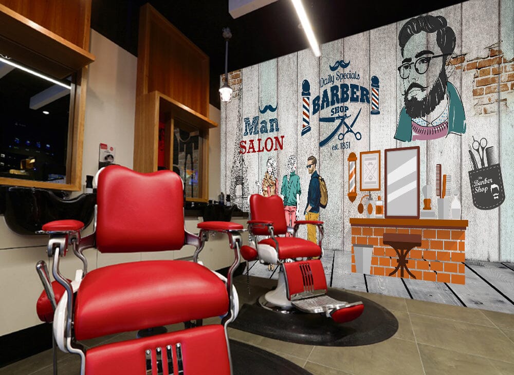 3D Street Girl 1404 Barber Shop Wall Murals Wallpaper AJ Wallpaper 2 