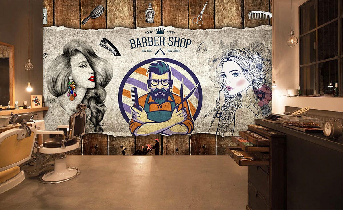 3D Man Cut Hair 1485 Barber Shop Wall Murals Wallpaper AJ Wallpaper 2 