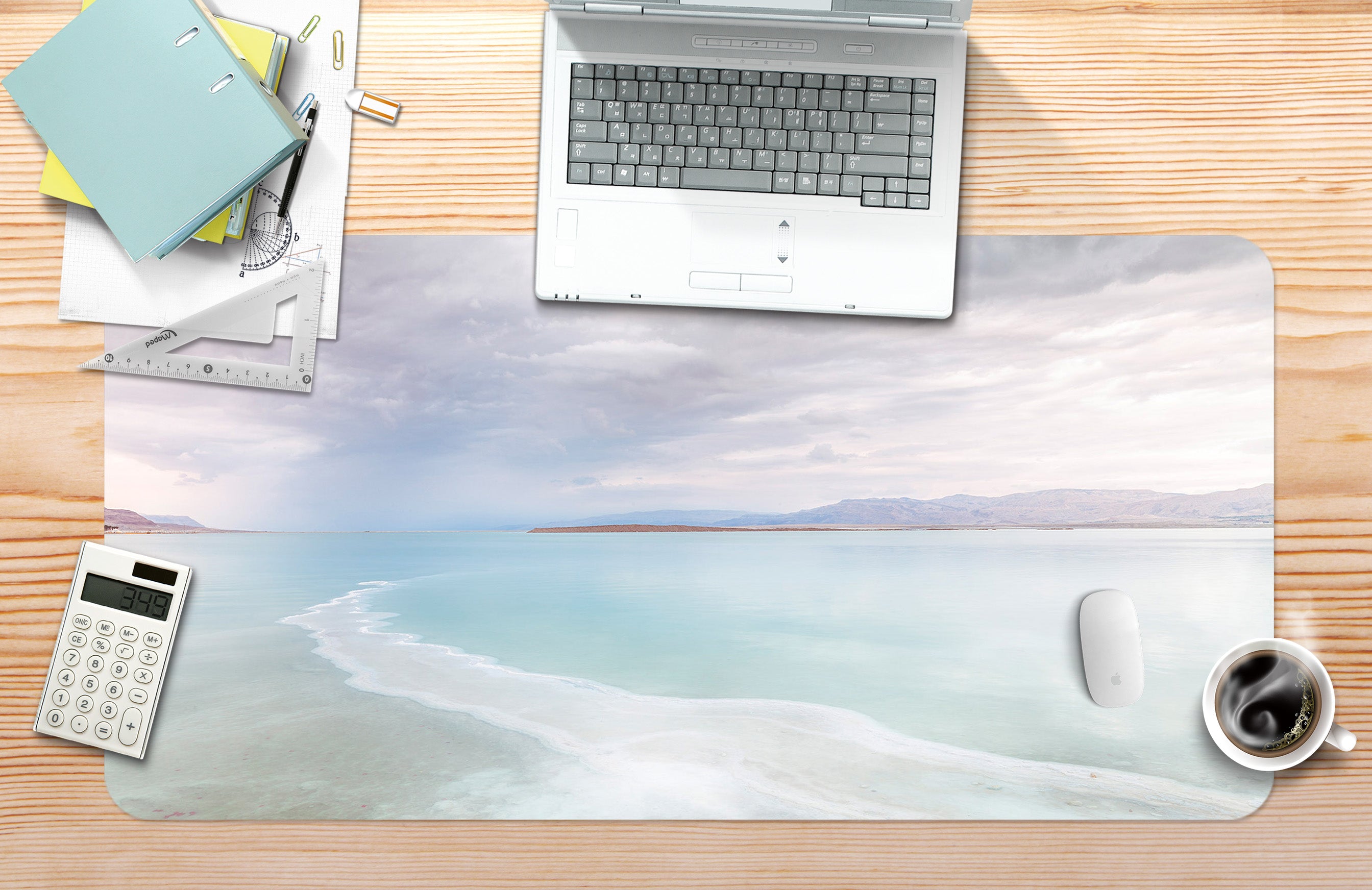 3D Blue Waves 7735 Assaf Frank Desk Mat