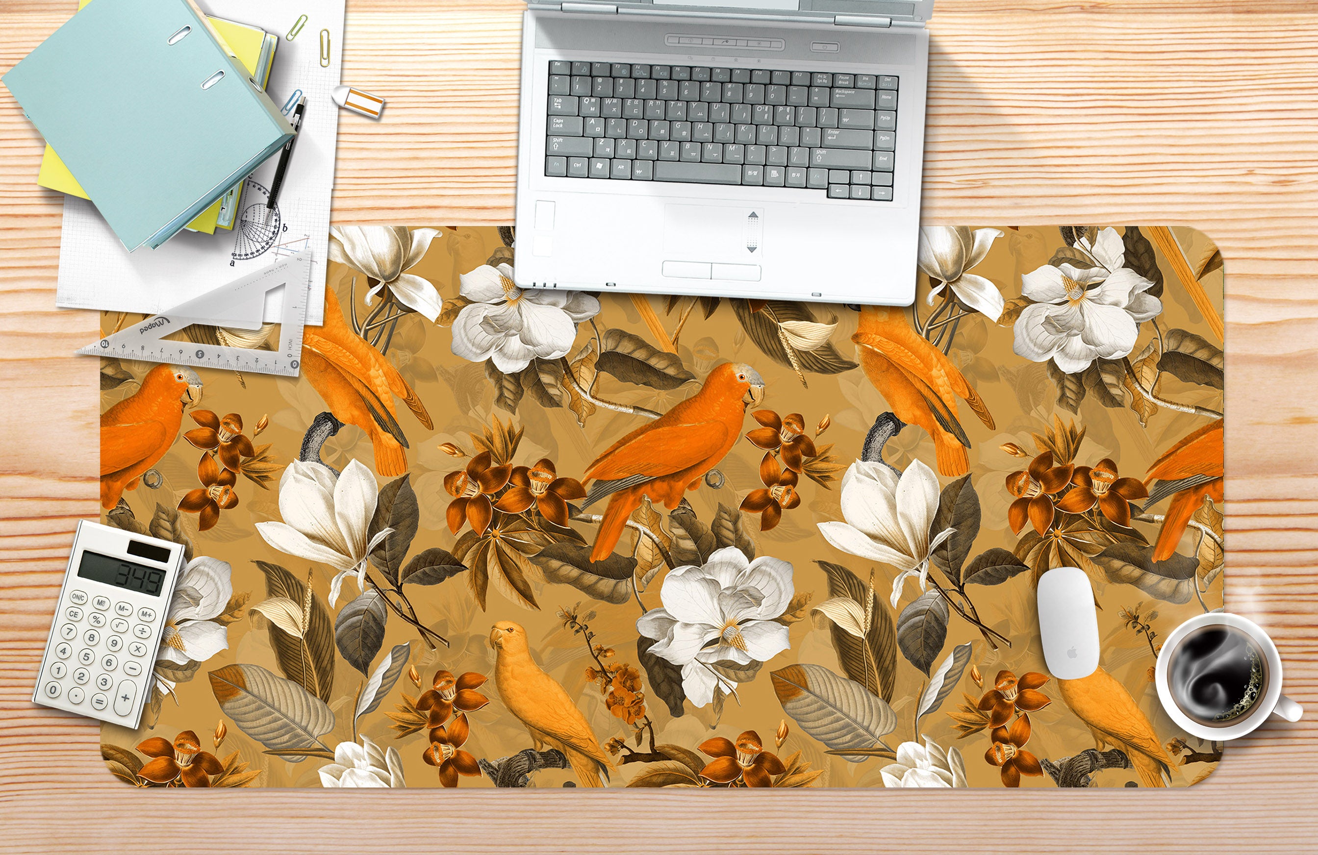 3D Brown Parrot Flower Branch 120221 Uta Naumann Desk Mat