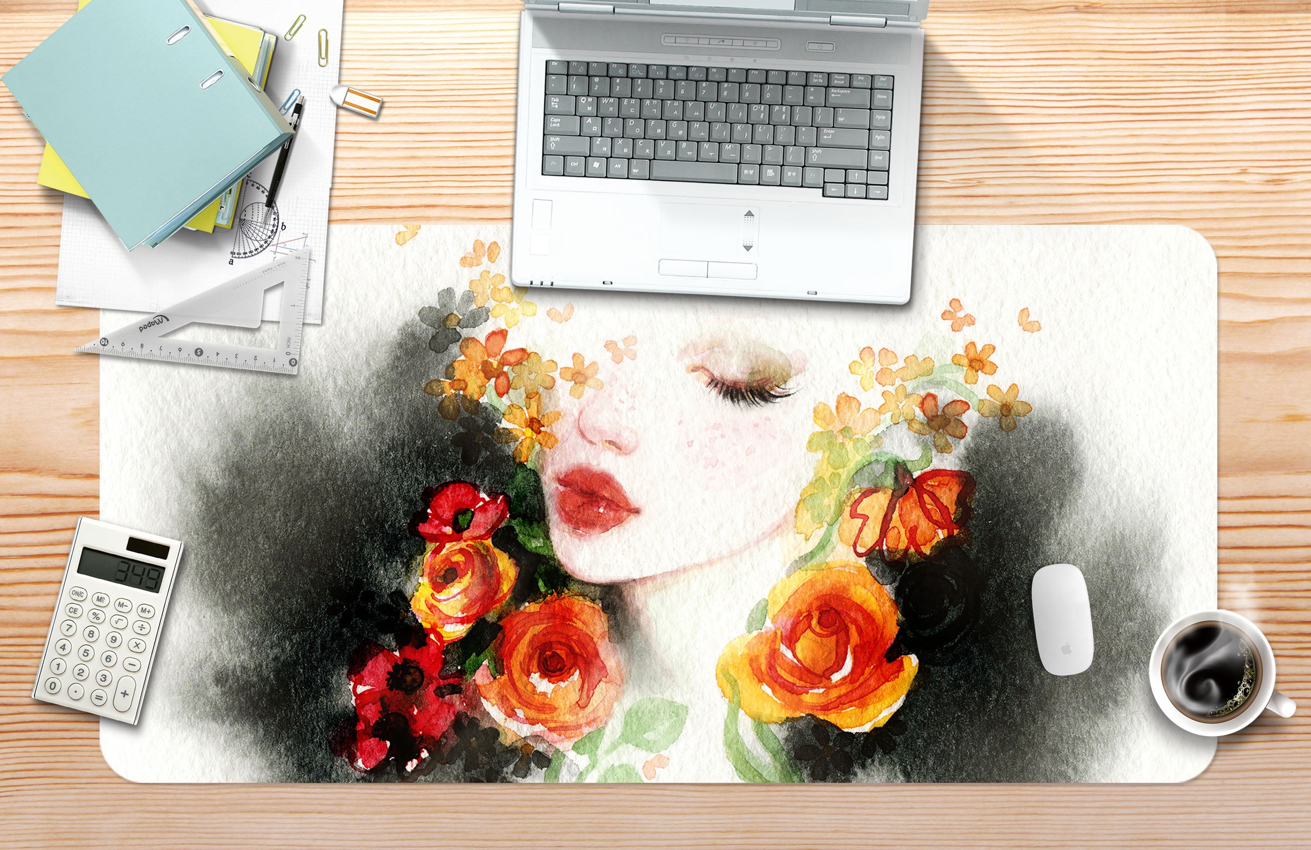 3D Flower Female 17164 Desk Mat