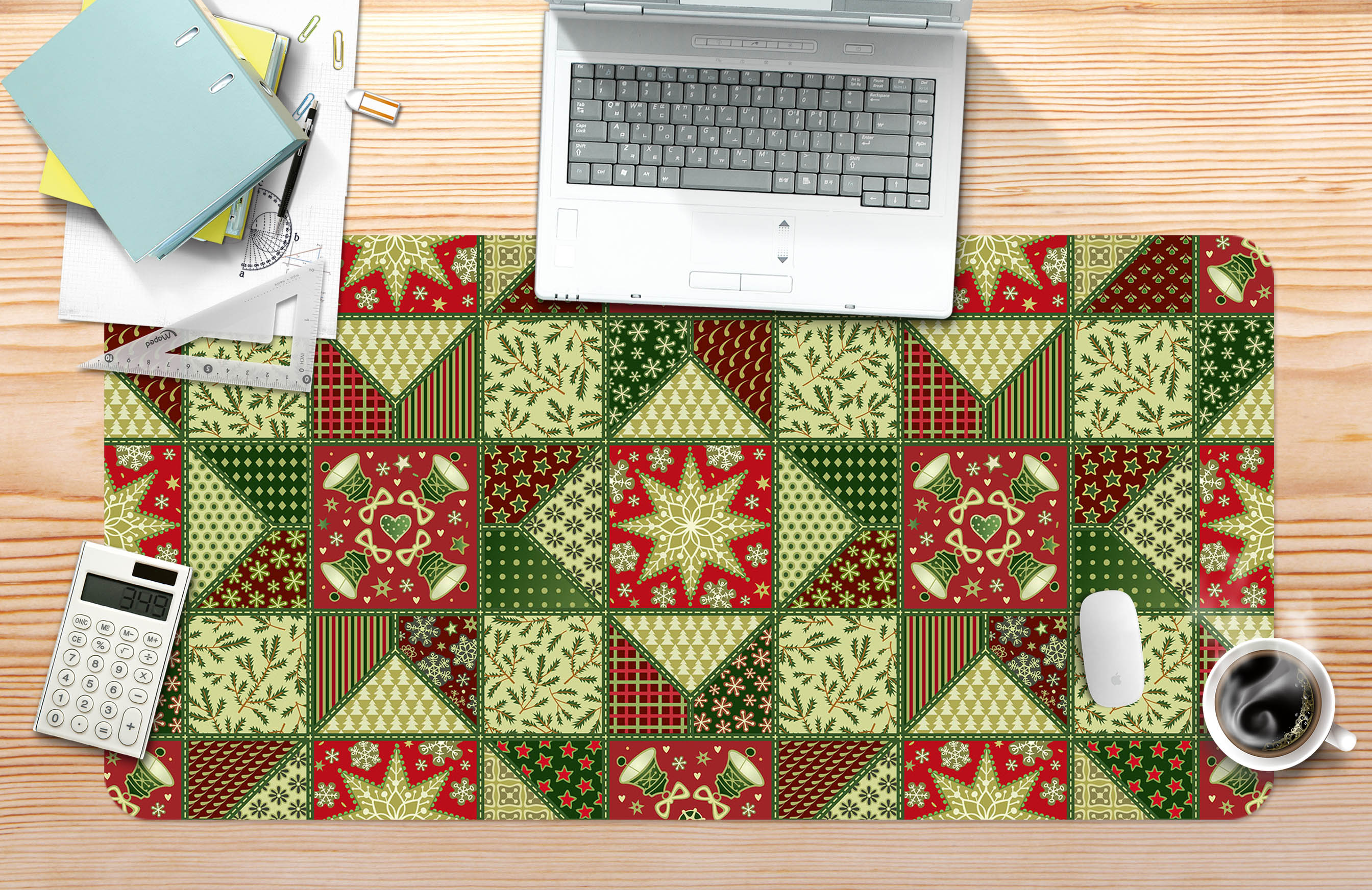 3D Green Checkered Pattern 51211 Christmas Desk Mat Xmas