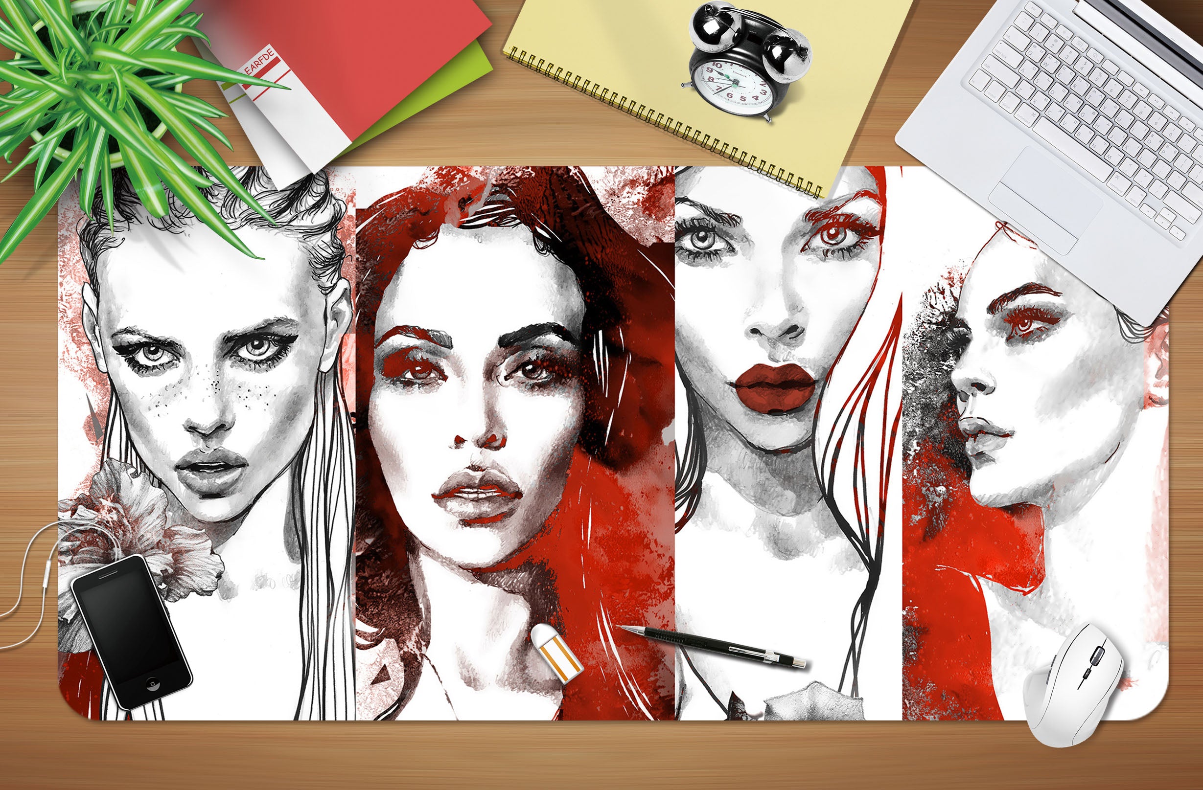 3D Four Woman 17124 Desk Mat