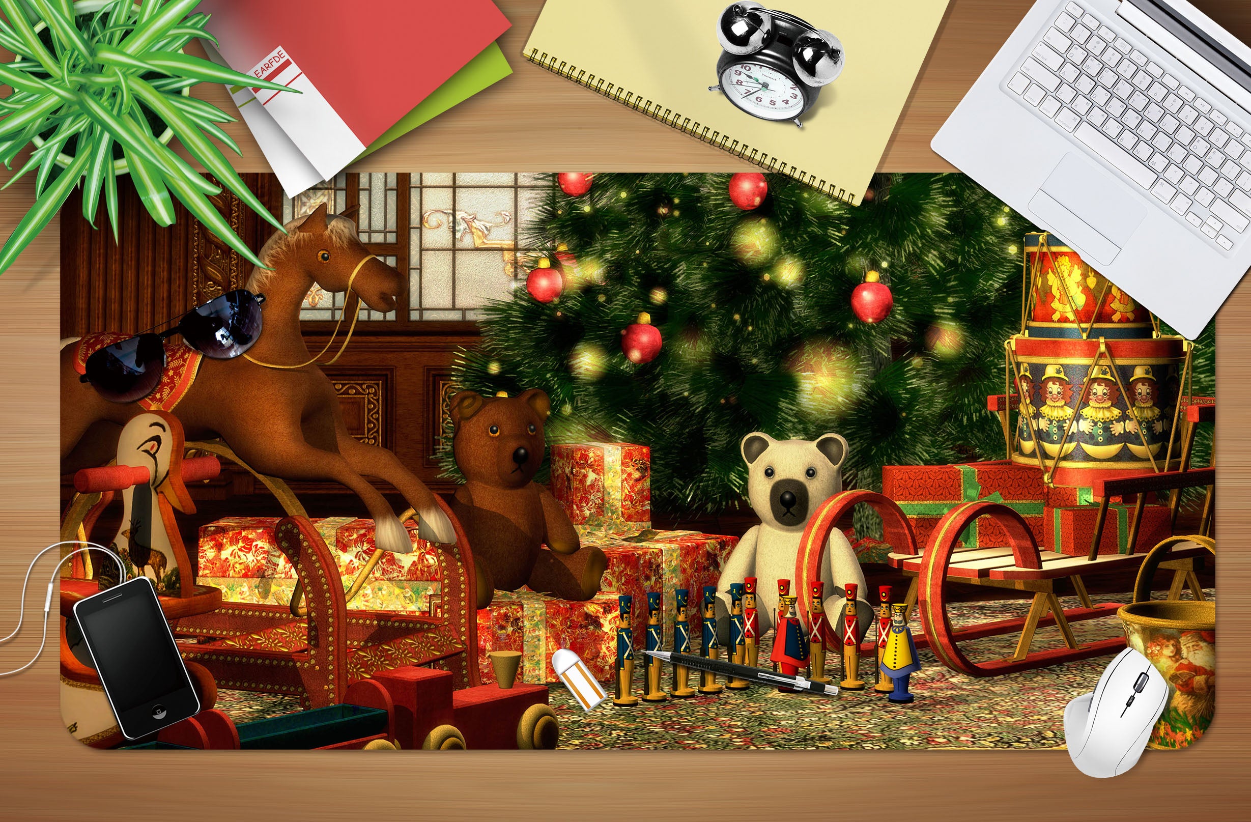 3D Trojan Horse Bear Doll 51162 Christmas Desk Mat Xmas