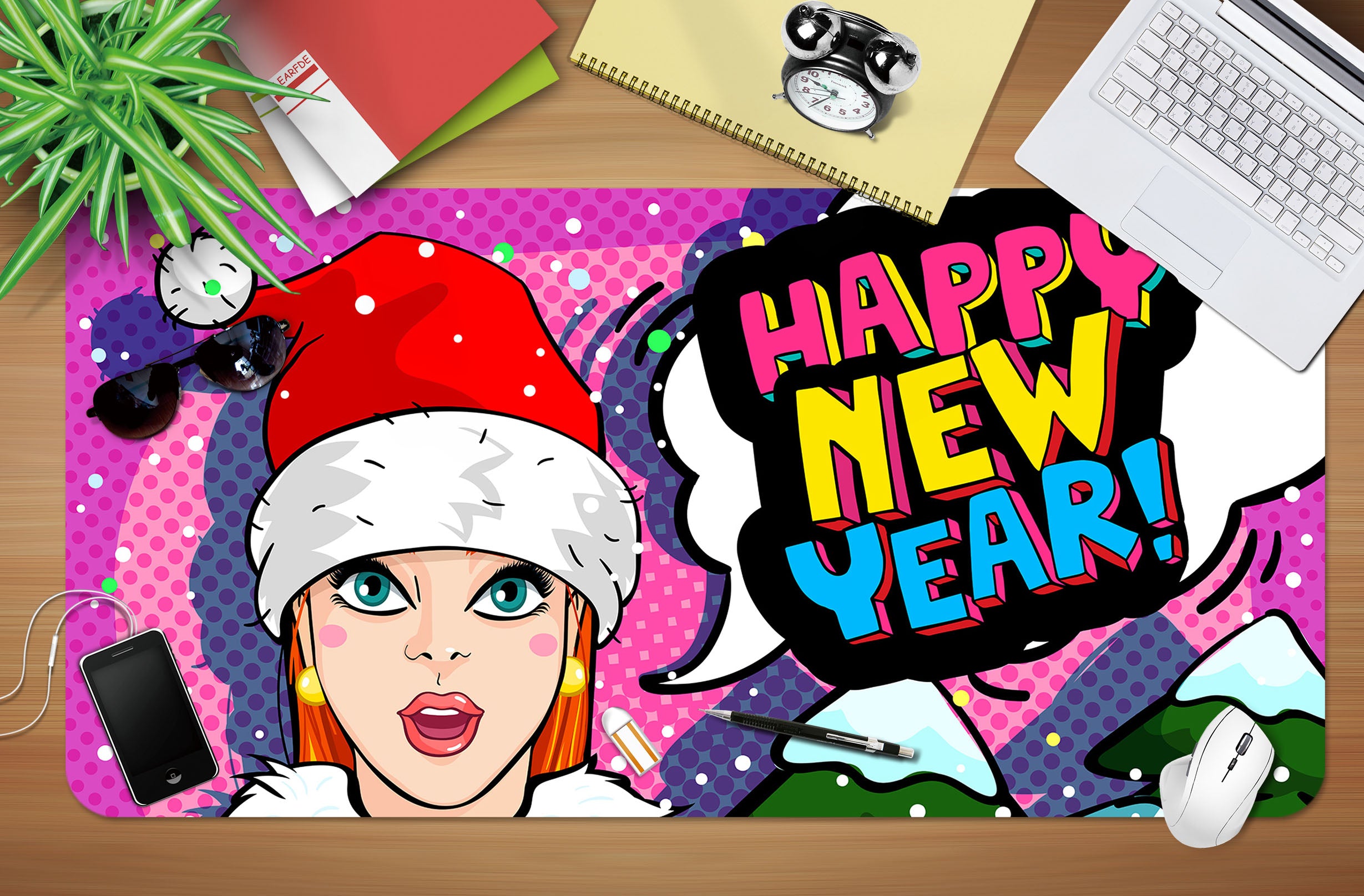 3D Christmas Girl 17158 Desk Mat