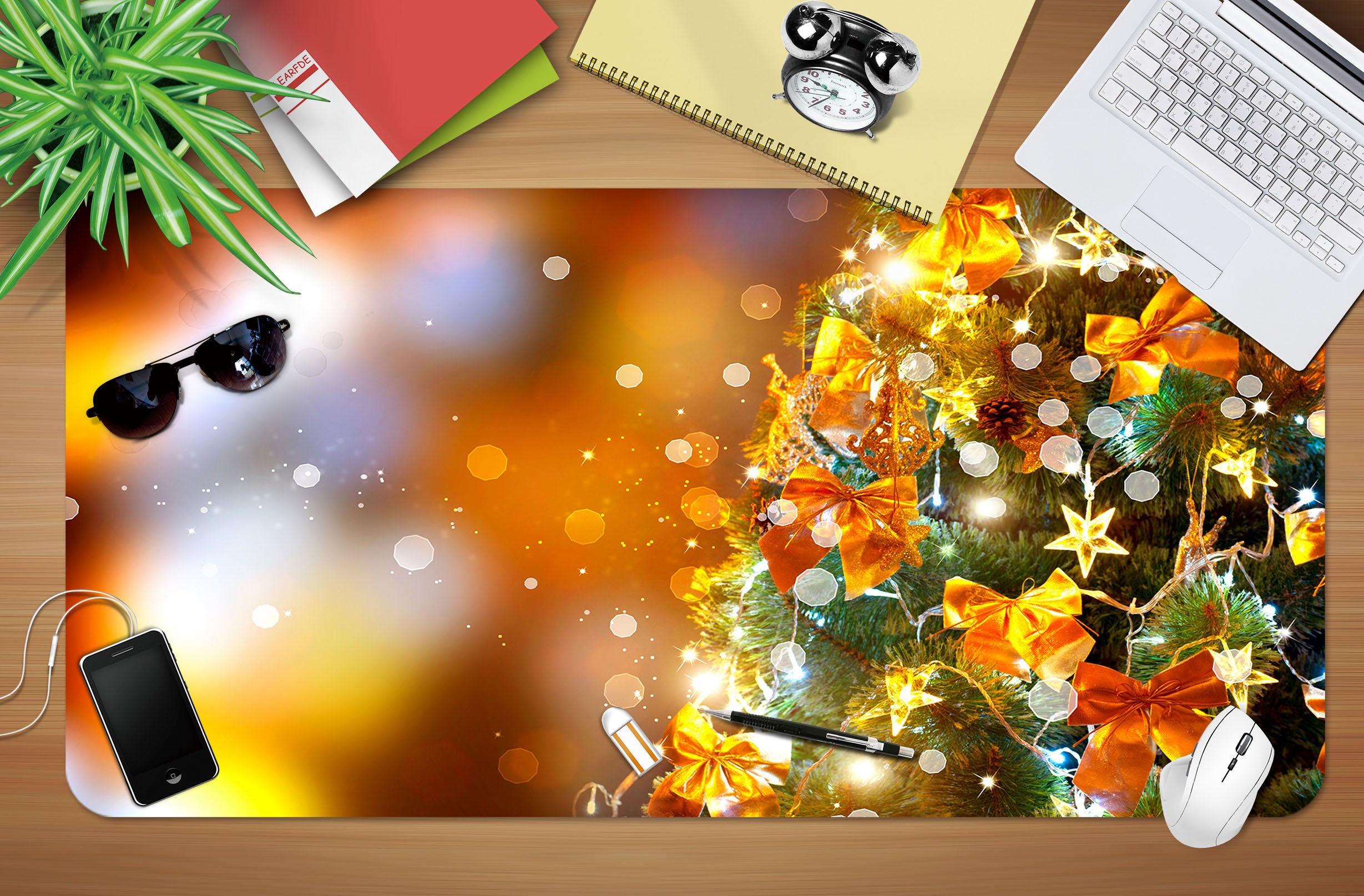 3D Tree Bowknot 51175 Christmas Desk Mat Xmas