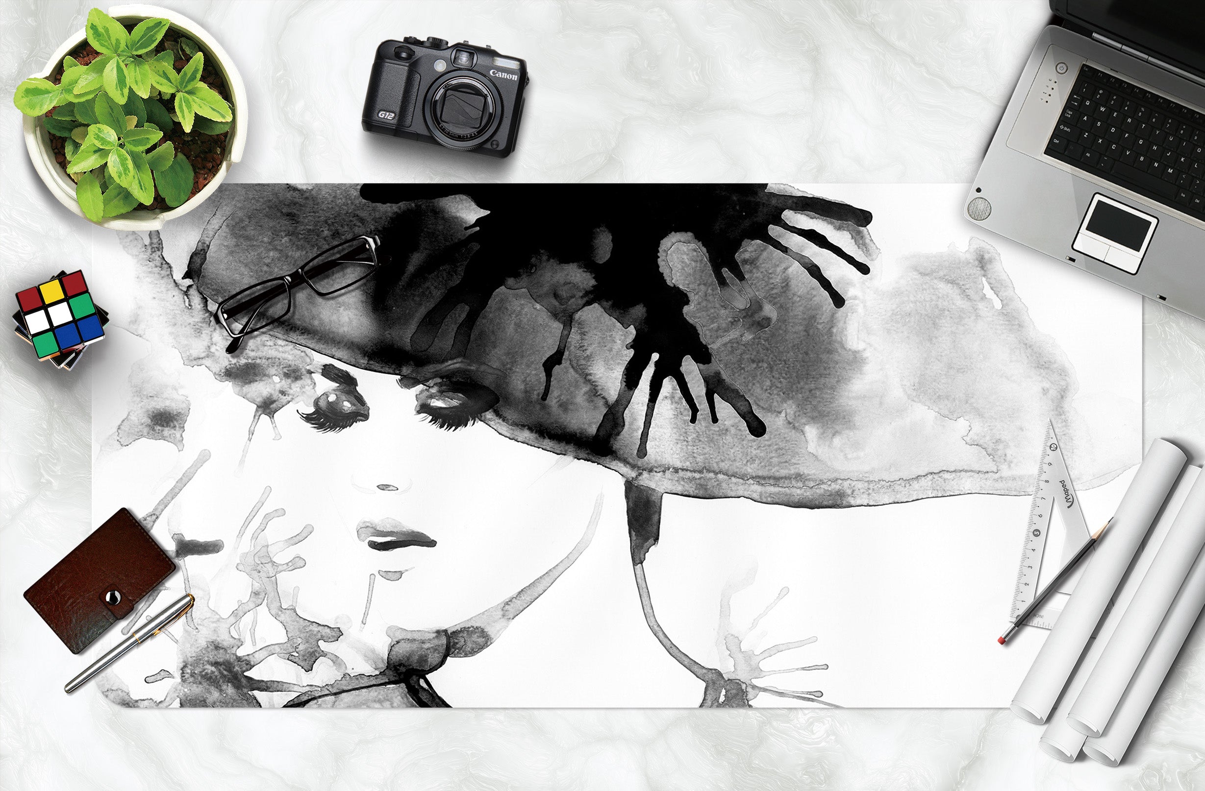 3D Ink Girl 17120 Desk Mat