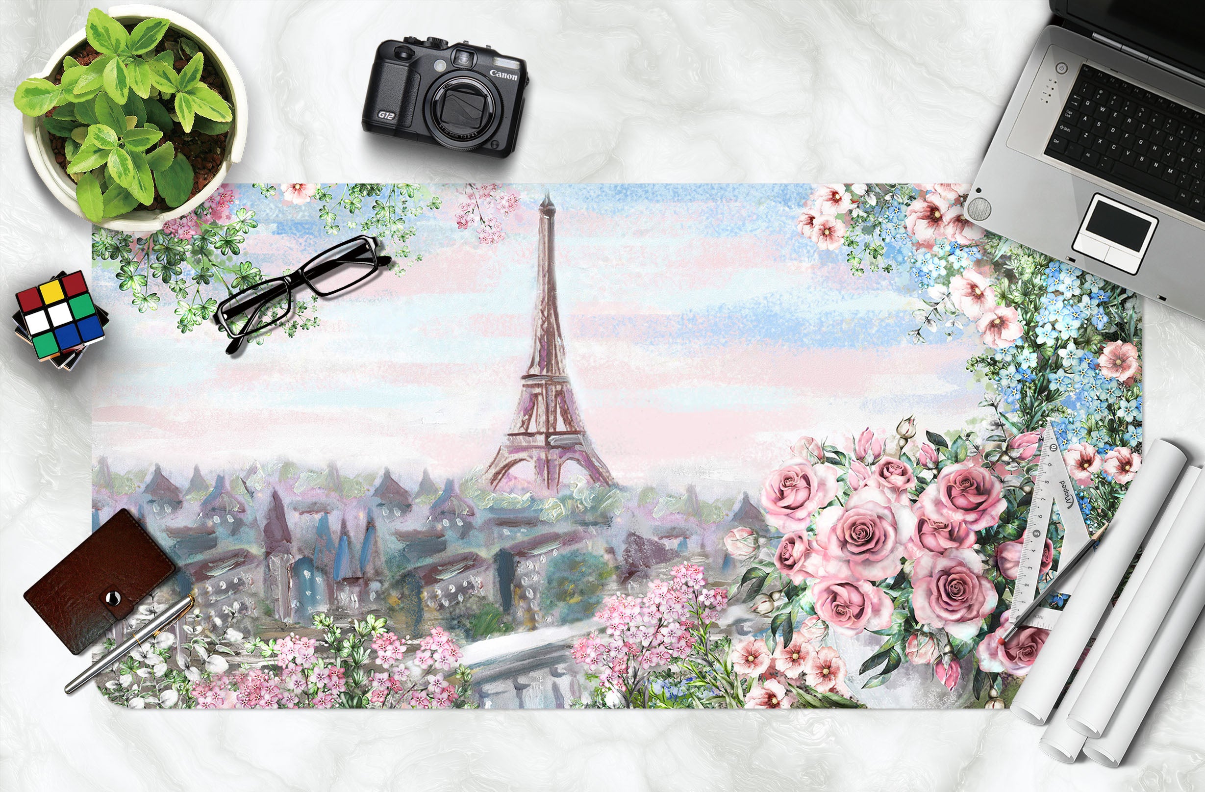 3D Flower Bush Tower 17143 Desk Mat