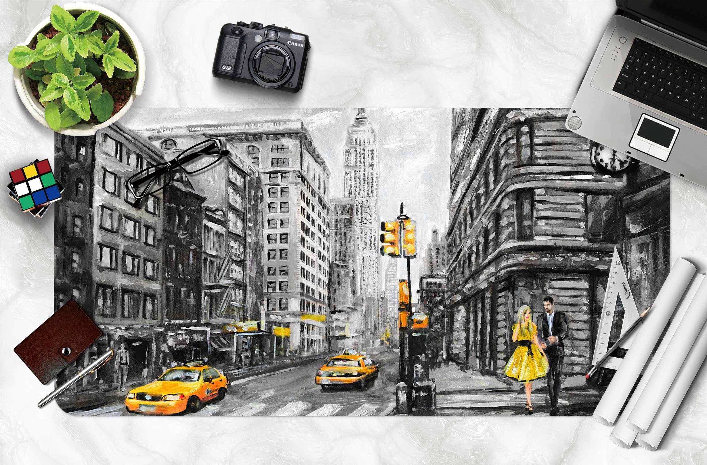 3D Yellow Street 17140 Desk Mat