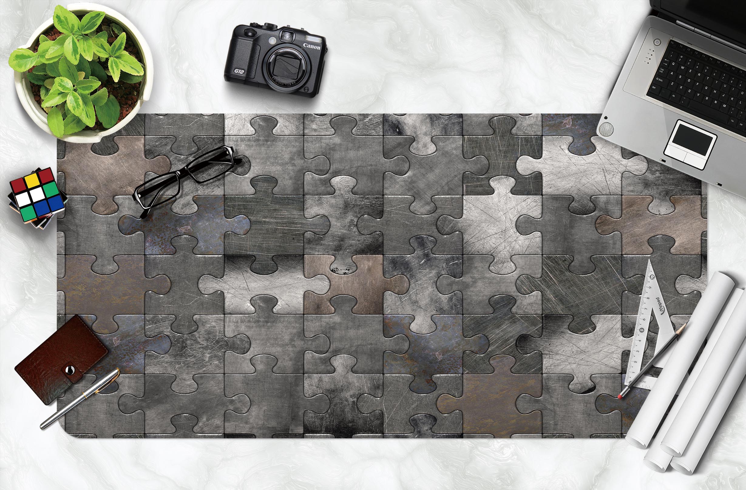 3D Dark Gray Puzzle 17166 Desk Mat