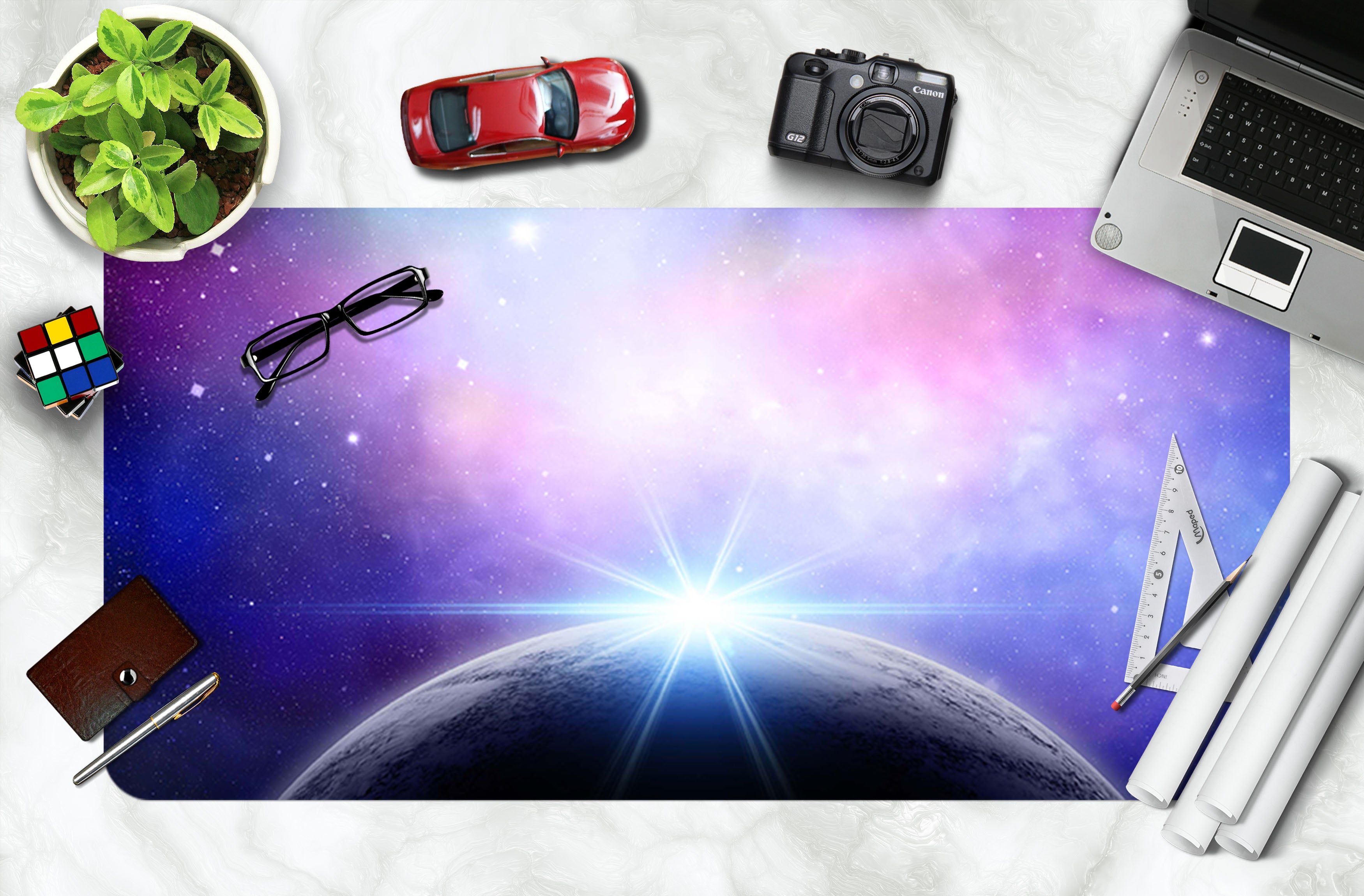 3D Starry Sky Planet 17025 Desk Mat