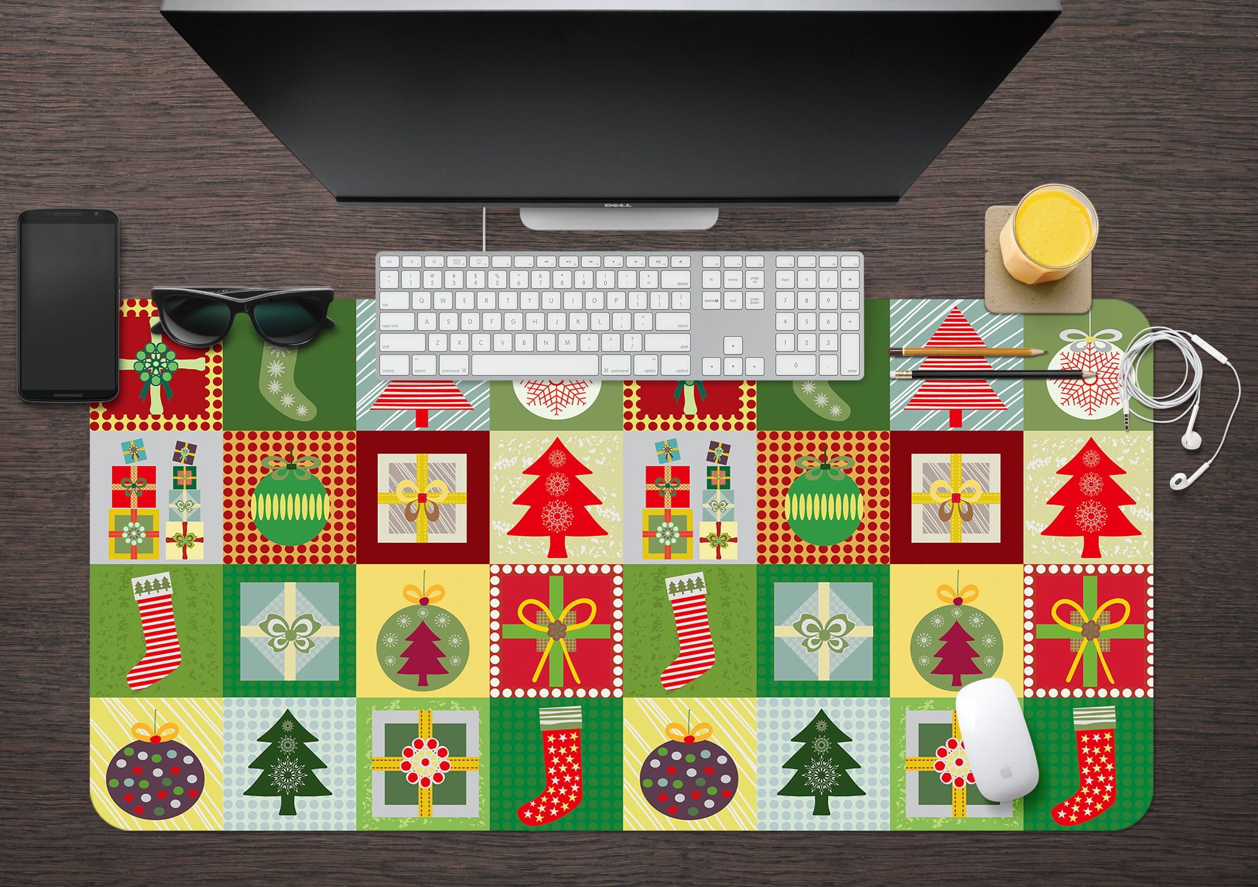 3D Tree Square Pattern 51232 Christmas Desk Mat Xmas