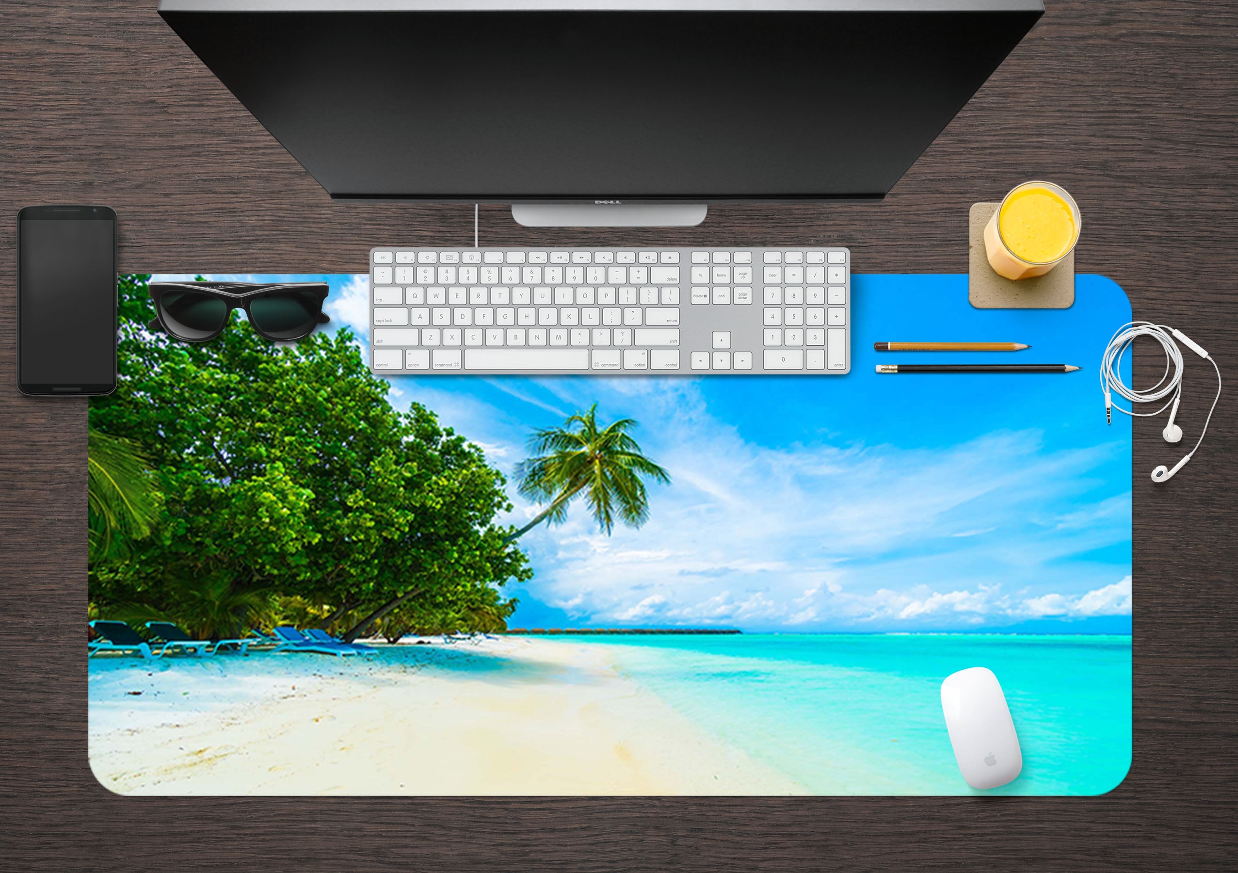 3D Seaside Beach 17020 Desk Mat