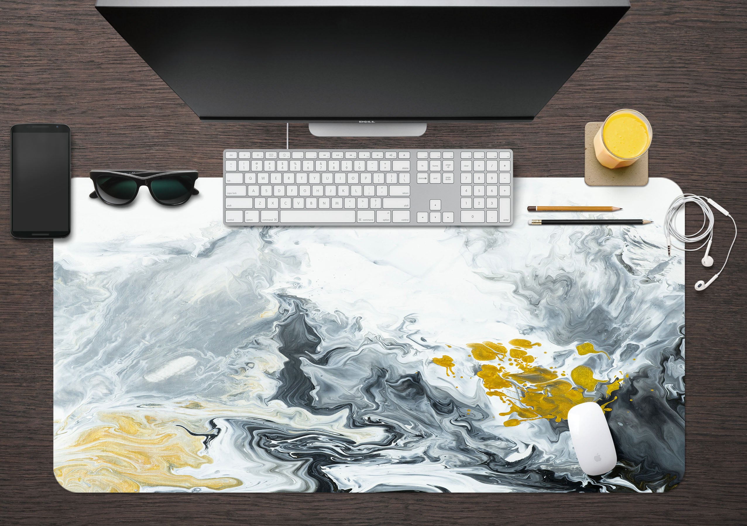 3D Light Gray Dark Gray Pattern 18036 Desk Mat