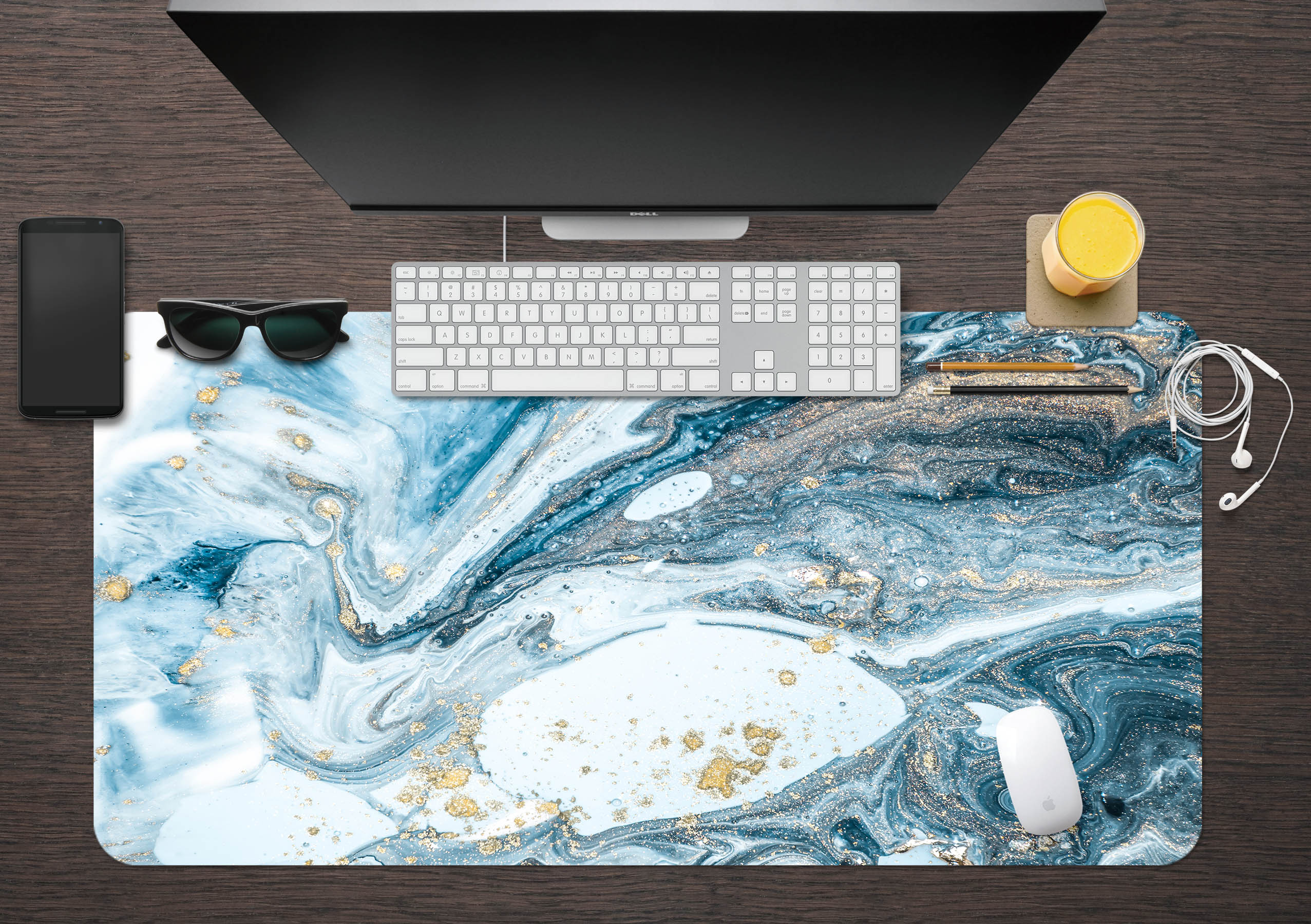 3D Green Blue Pattern 18030 Desk Mat