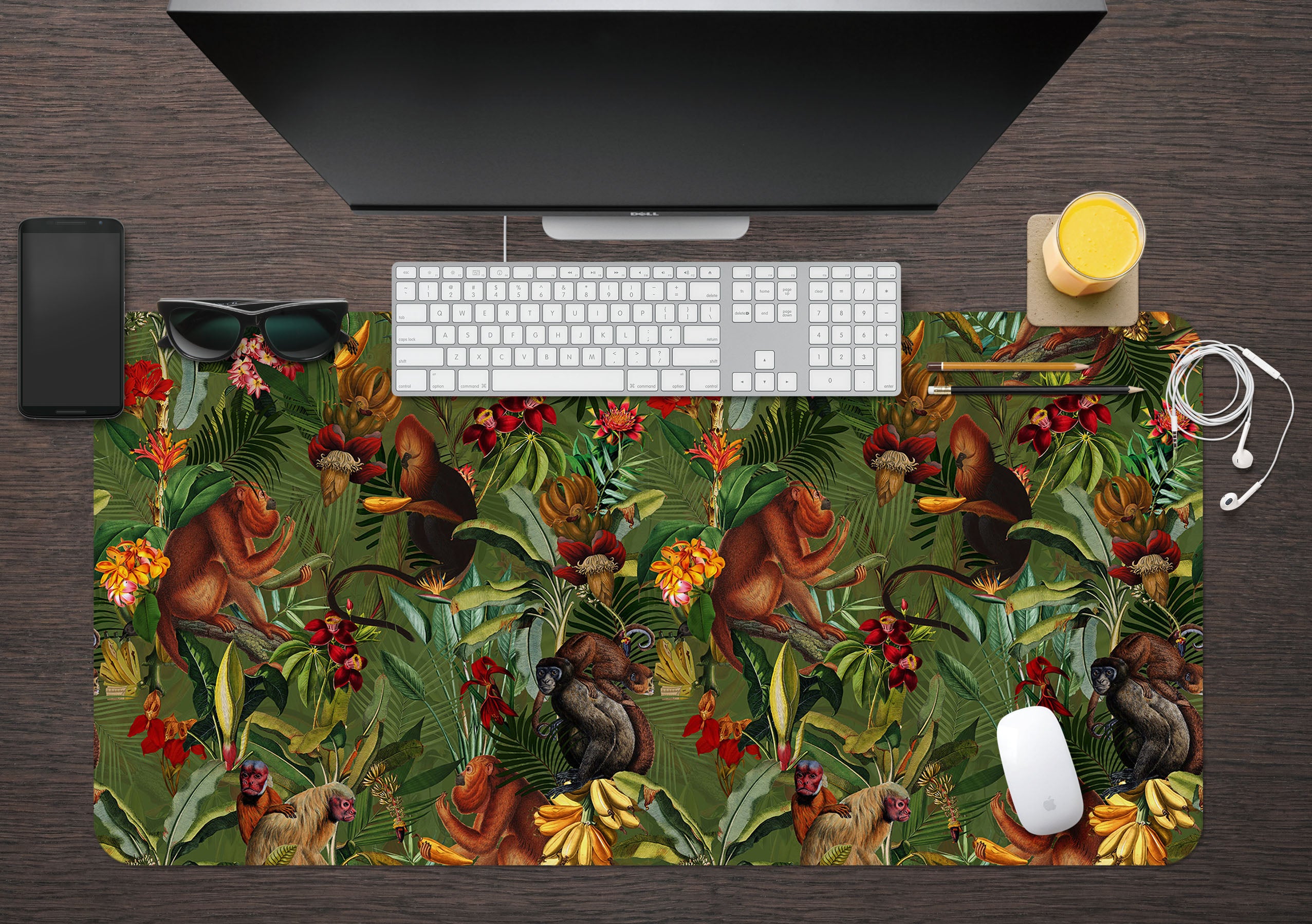3D Monkey Jungle Banana 120164 Uta Naumann Desk Mat