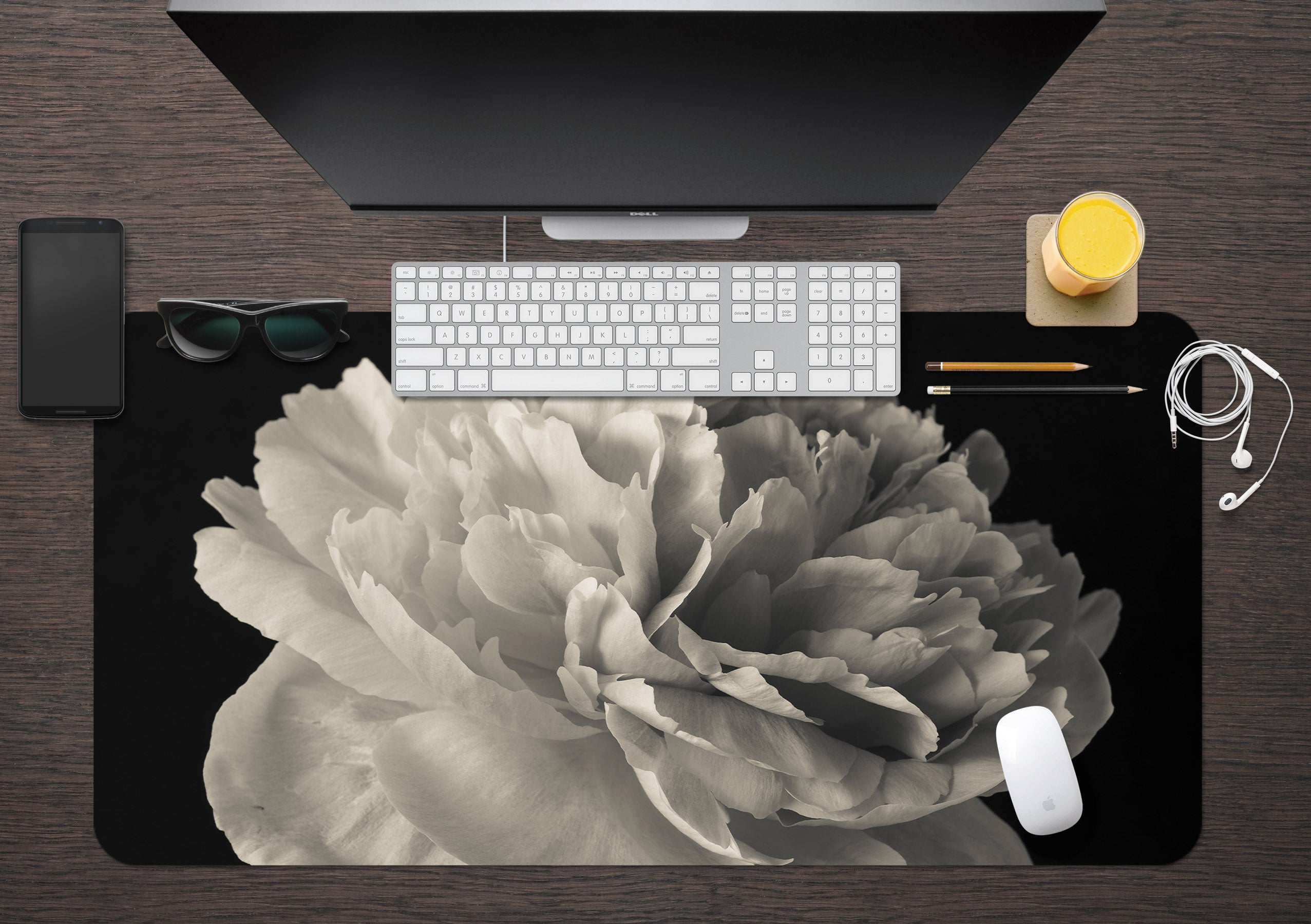 3D White Flower 7766 Assaf Frank Desk Mat