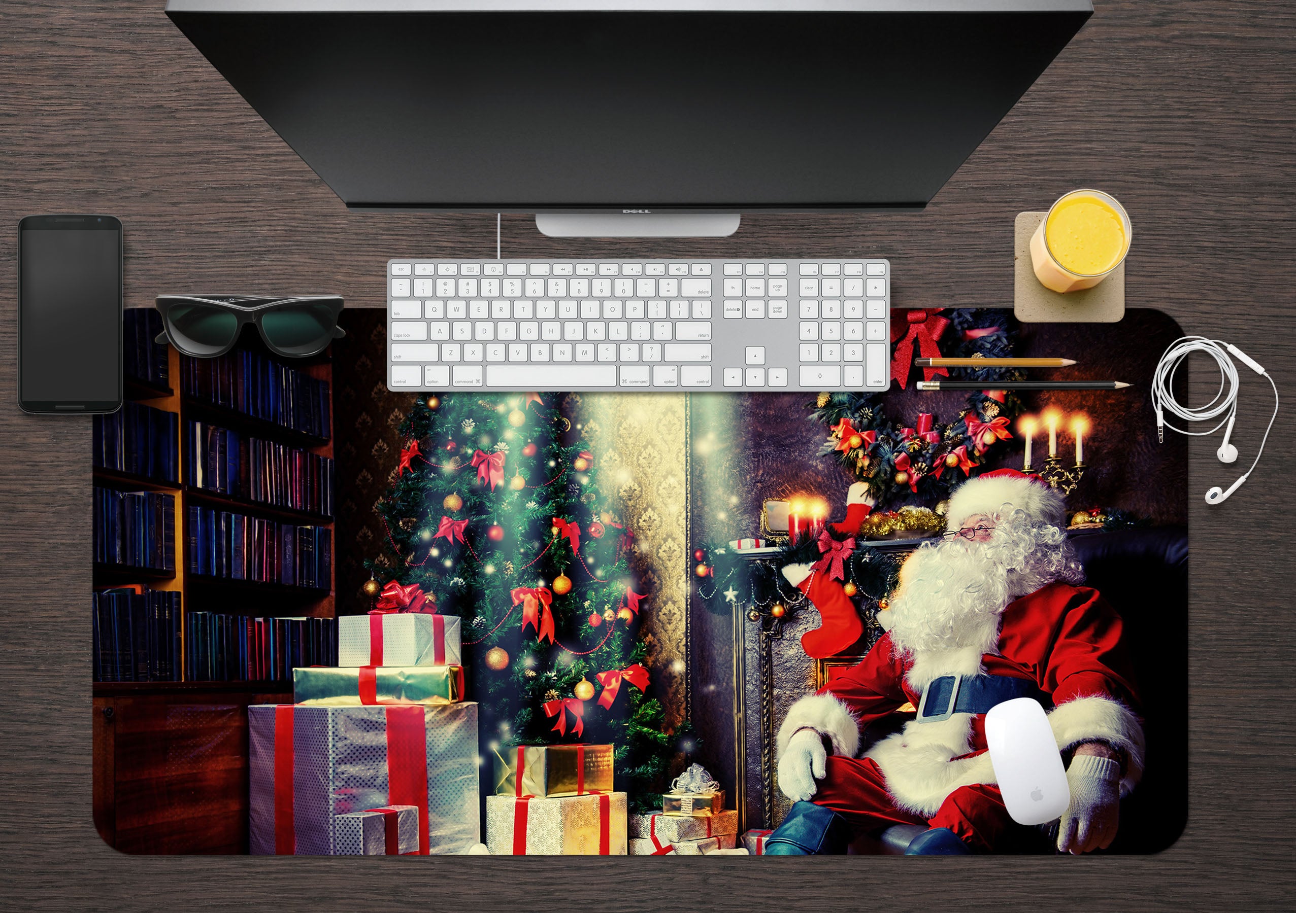 3D Santa Claus Tree Gift 51174 Christmas Desk Mat Xmas