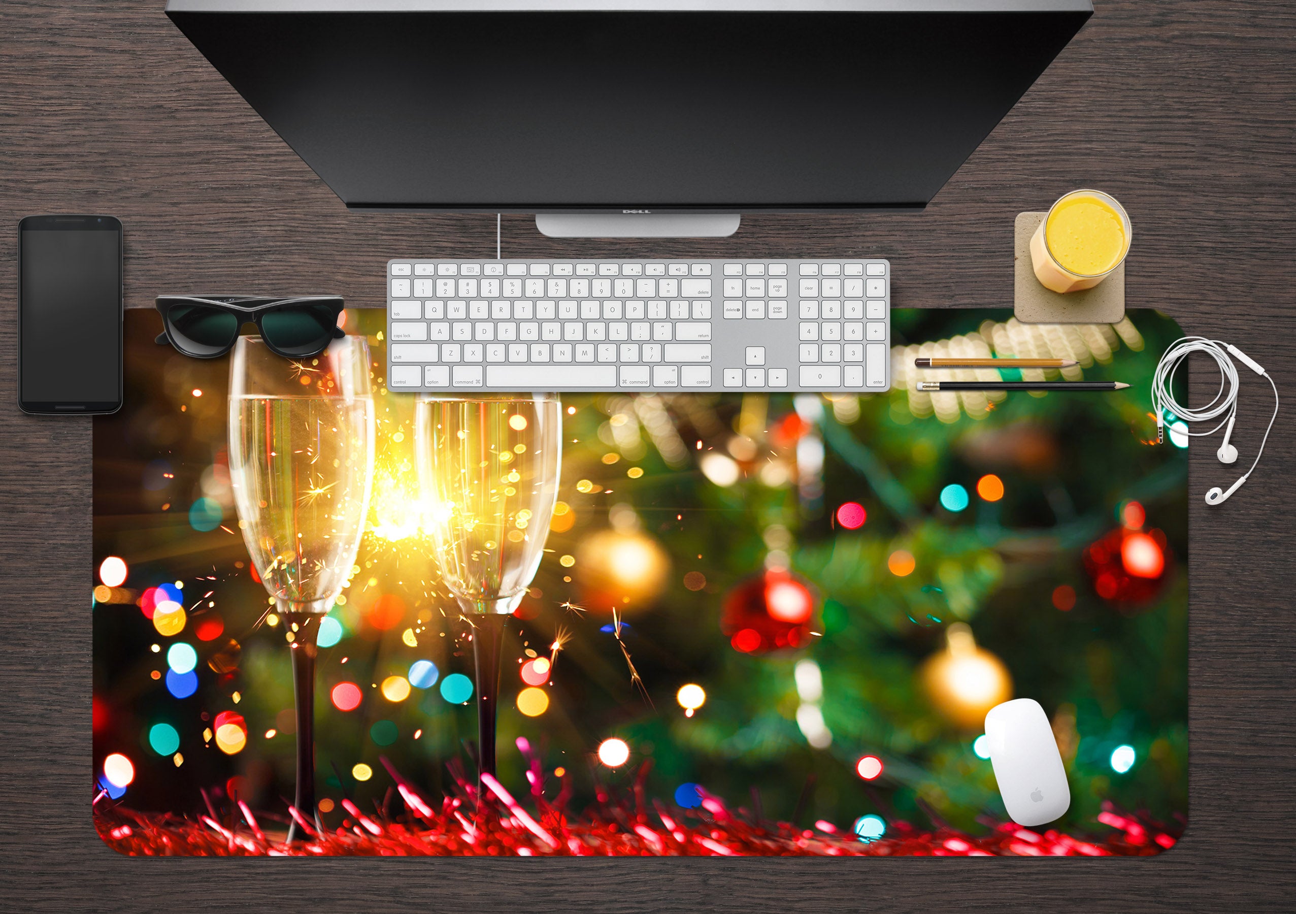 3D Wine Glass 51179 Christmas Desk Mat Xmas