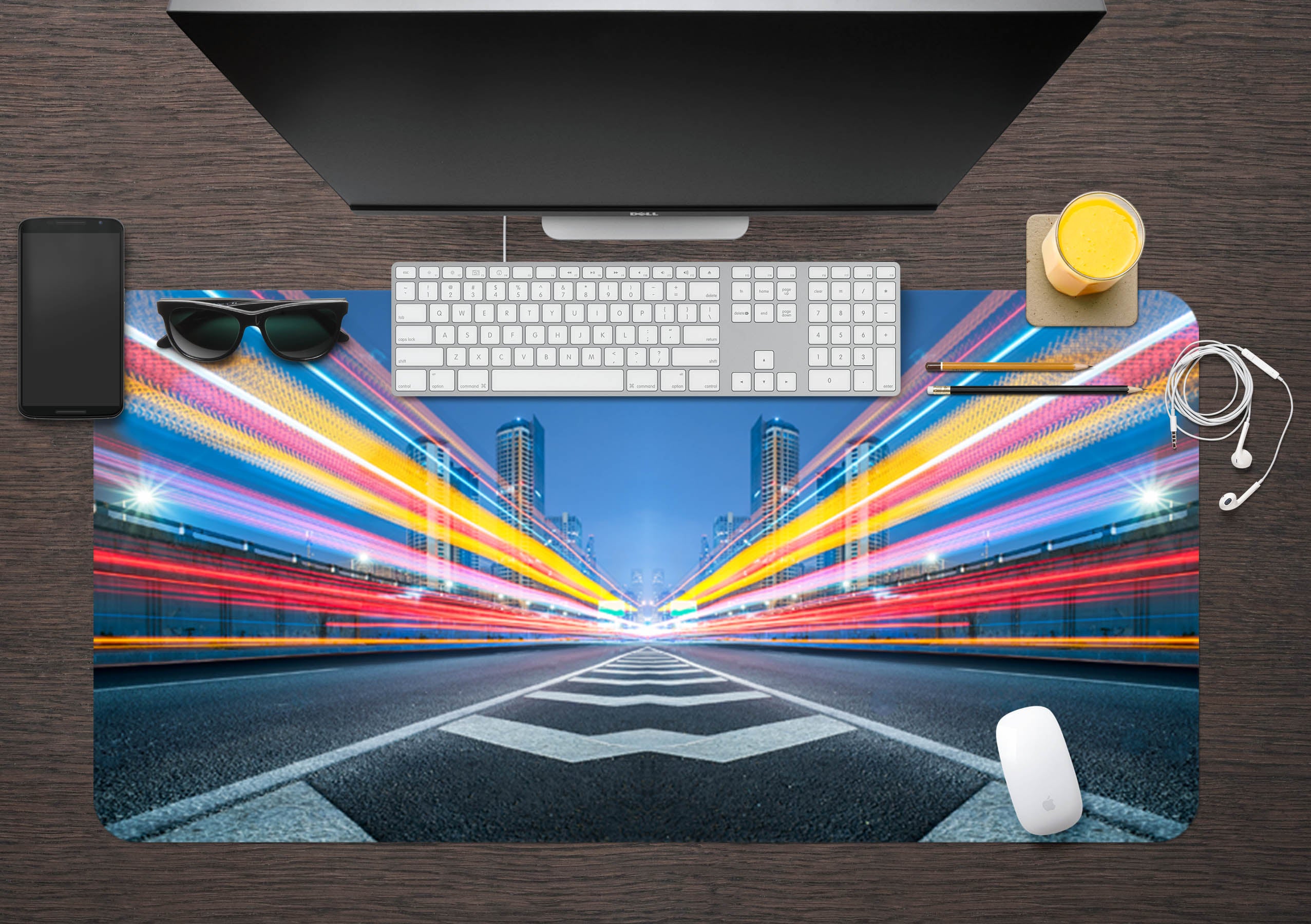 3D Street Colored Light 17007 Desk Mat