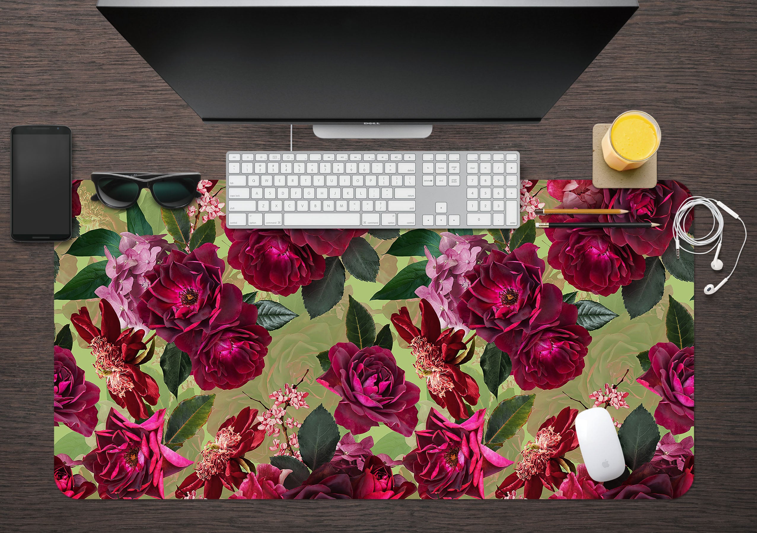 3D Red Flowers Pattern 120199 Uta Naumann Desk Mat