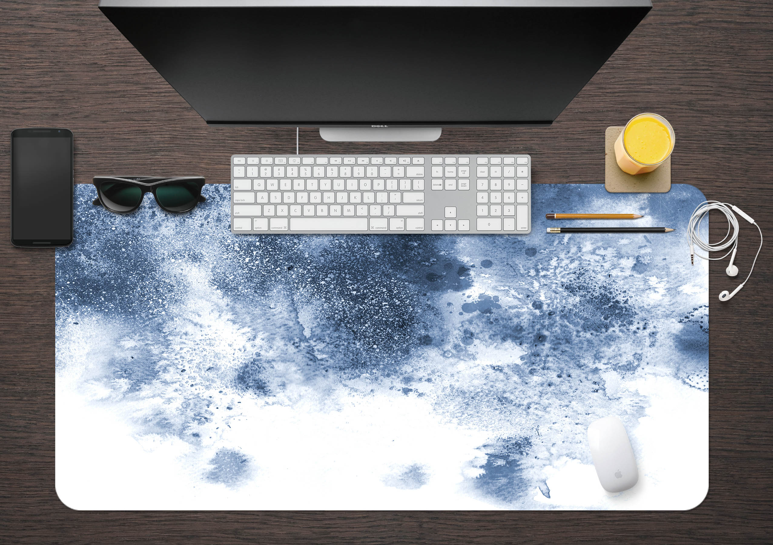 3D Dark Blue Ink 18021 Desk Mat