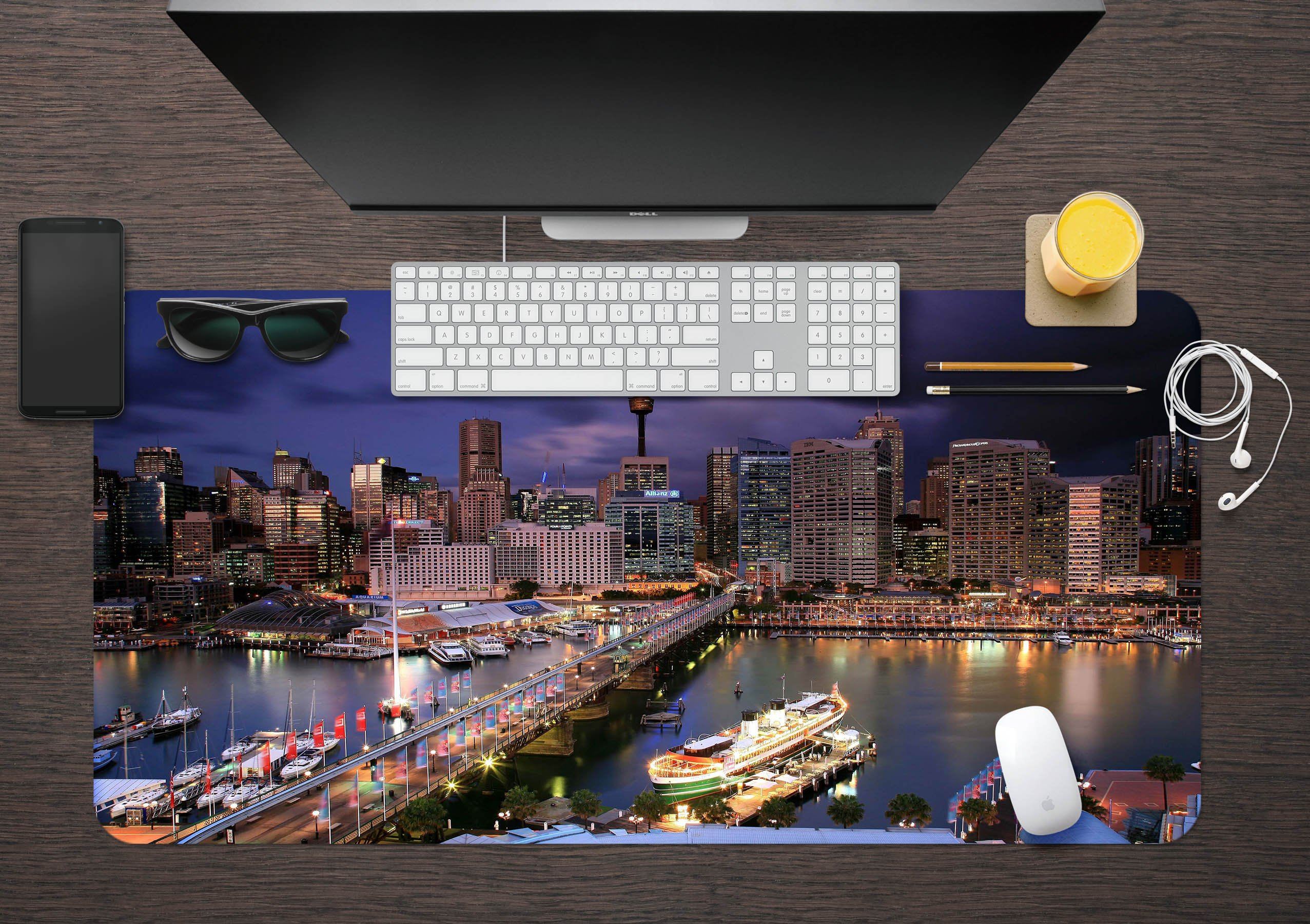 3D Night View 021 Desk Mat Mat AJ Creativity Home 